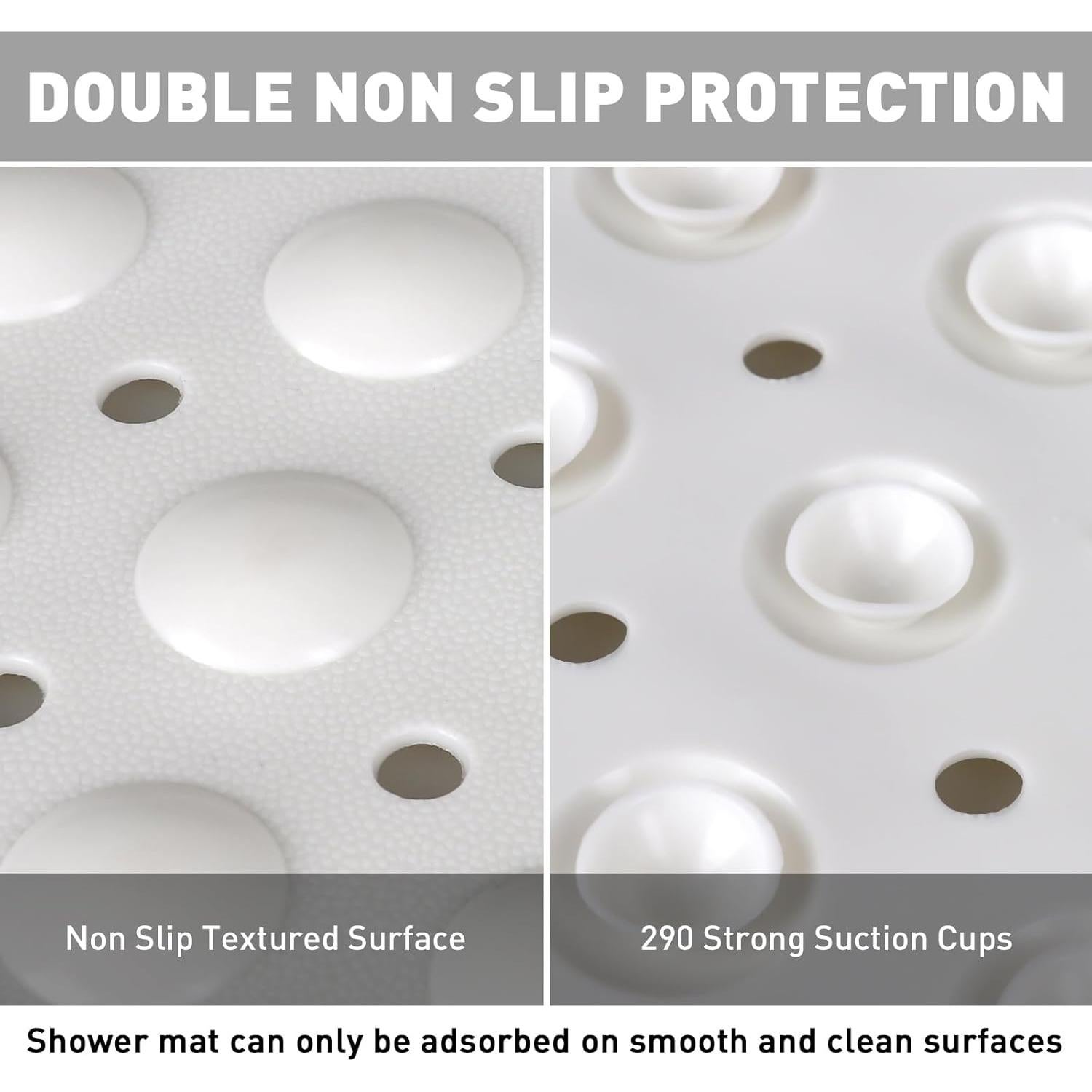 Alfombra de Ducha Antideslizante Mofonky 90x60 cm TPE Blanca