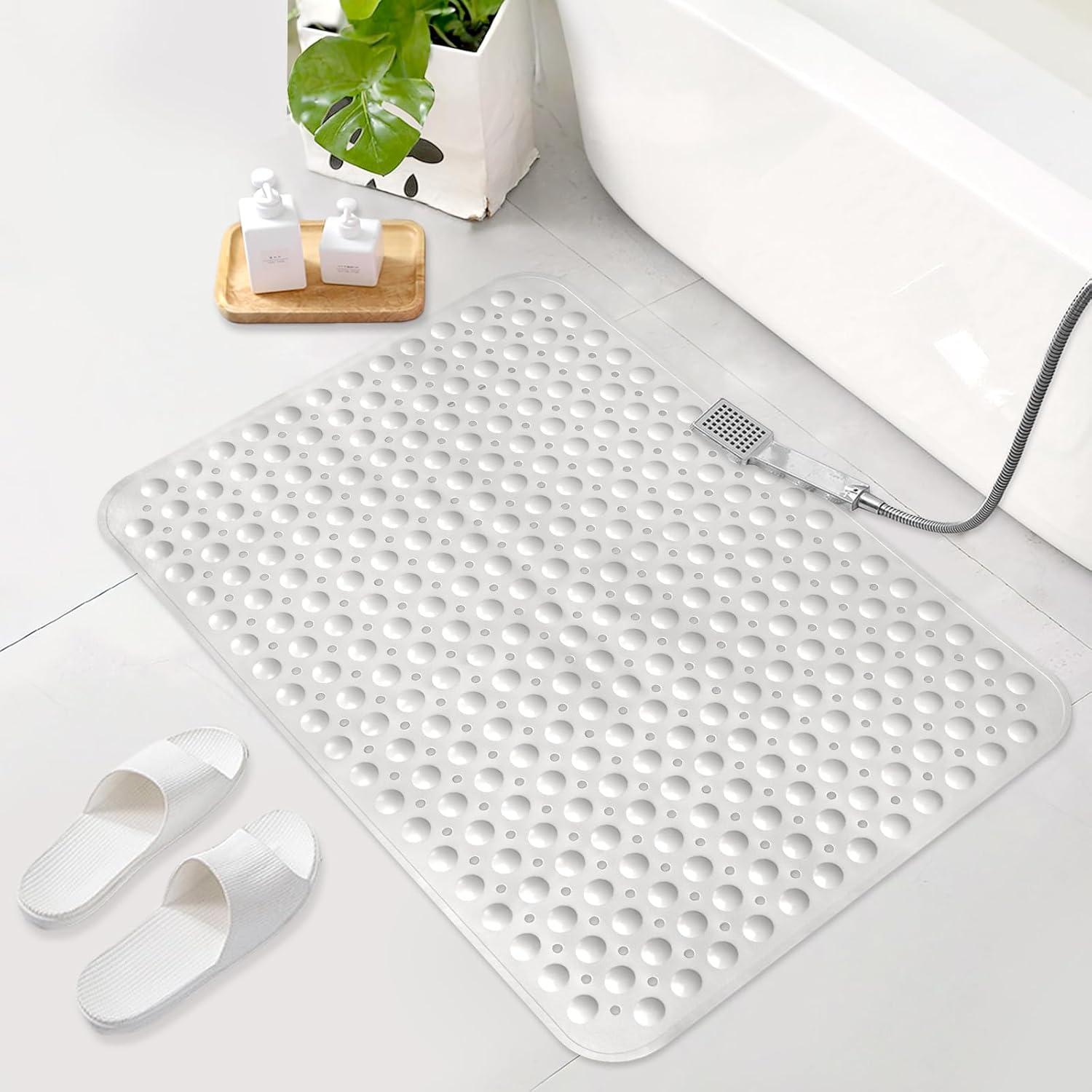 Alfombra de Ducha Antideslizante Mofonky 90x60 cm TPE Blanca