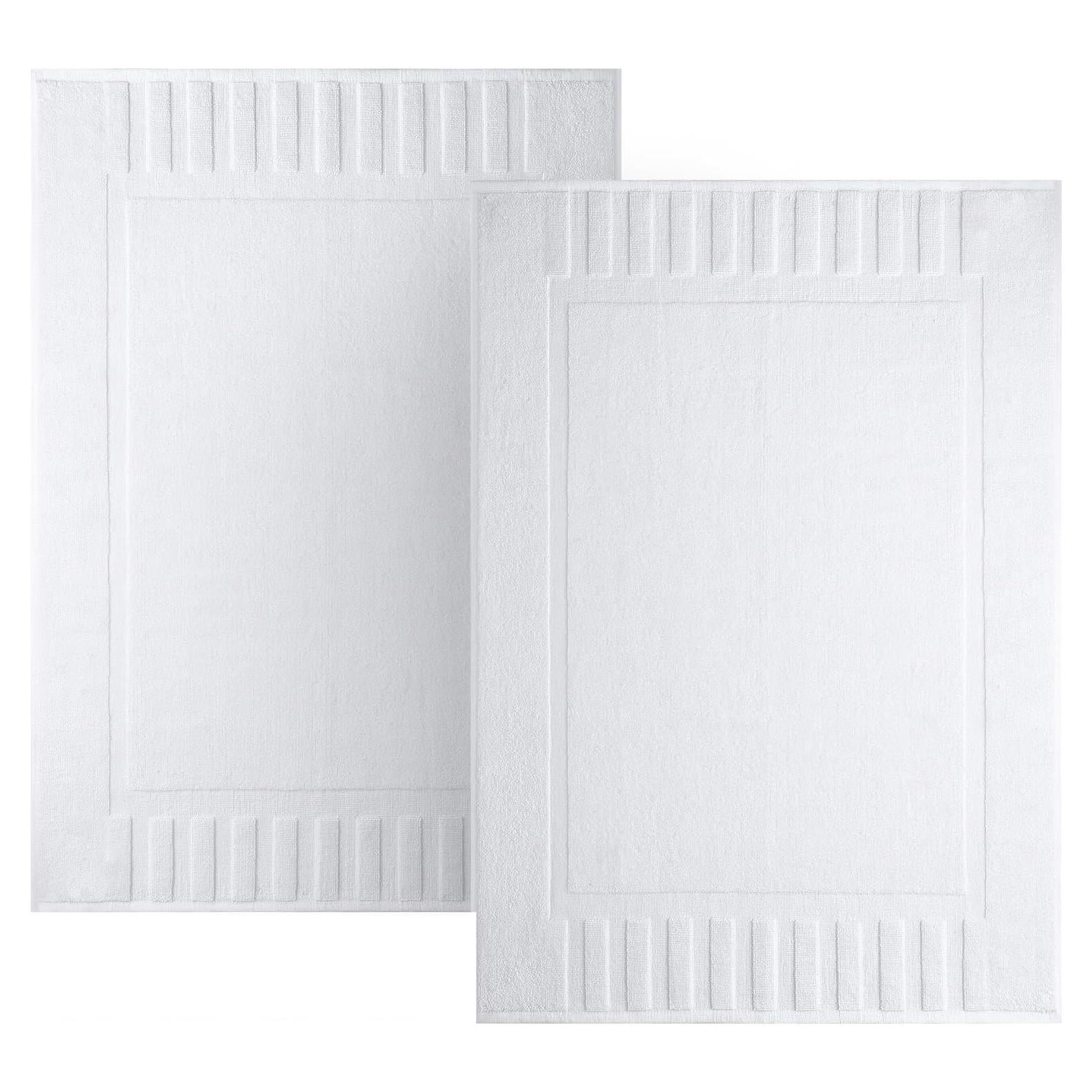 Juego de Alfombrillas de Baño de Lujo Blanco Clásico 56x86cm - 2 Piezas