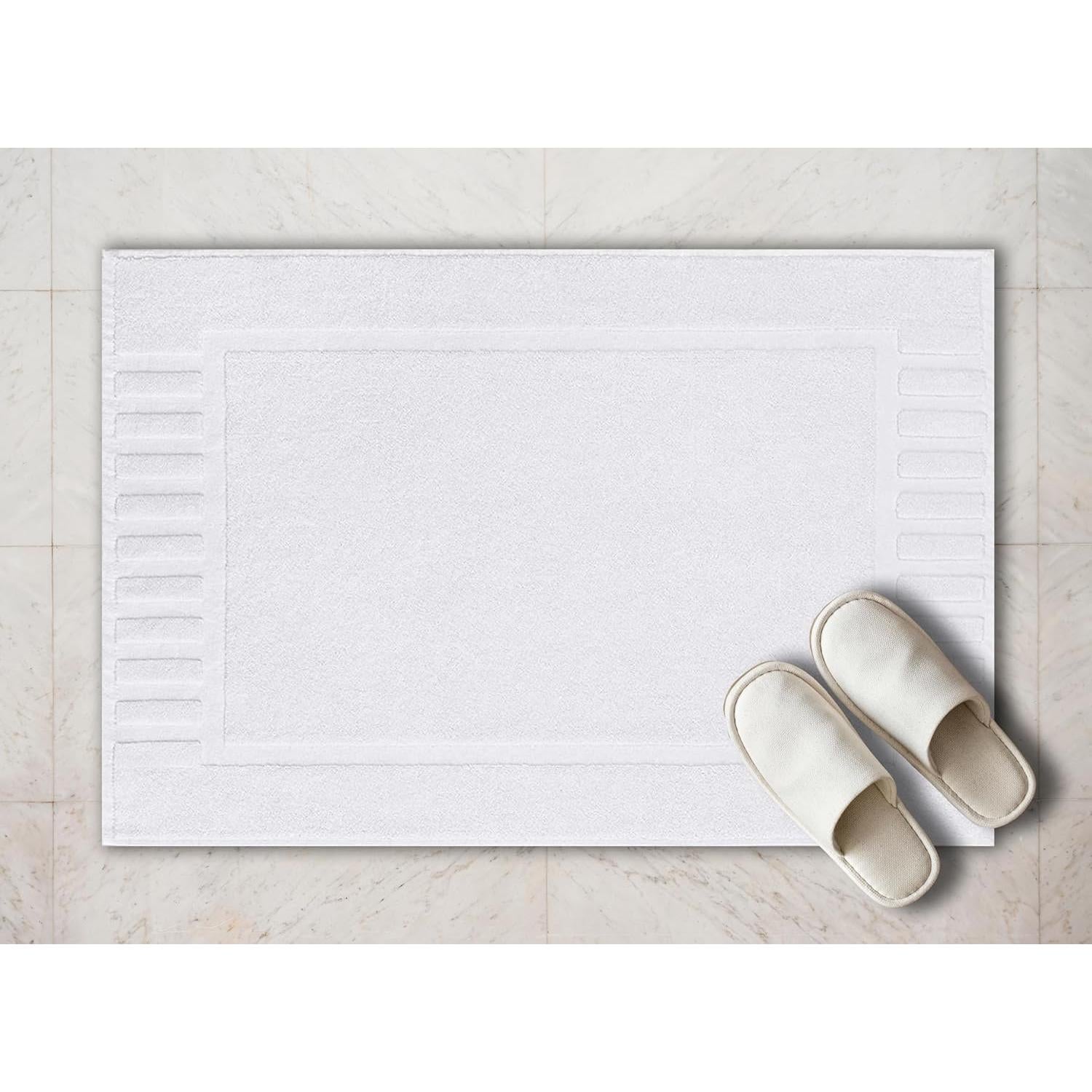 Juego de Alfombrillas de Baño de Lujo Blanco Clásico 56x86cm - 2 Piezas