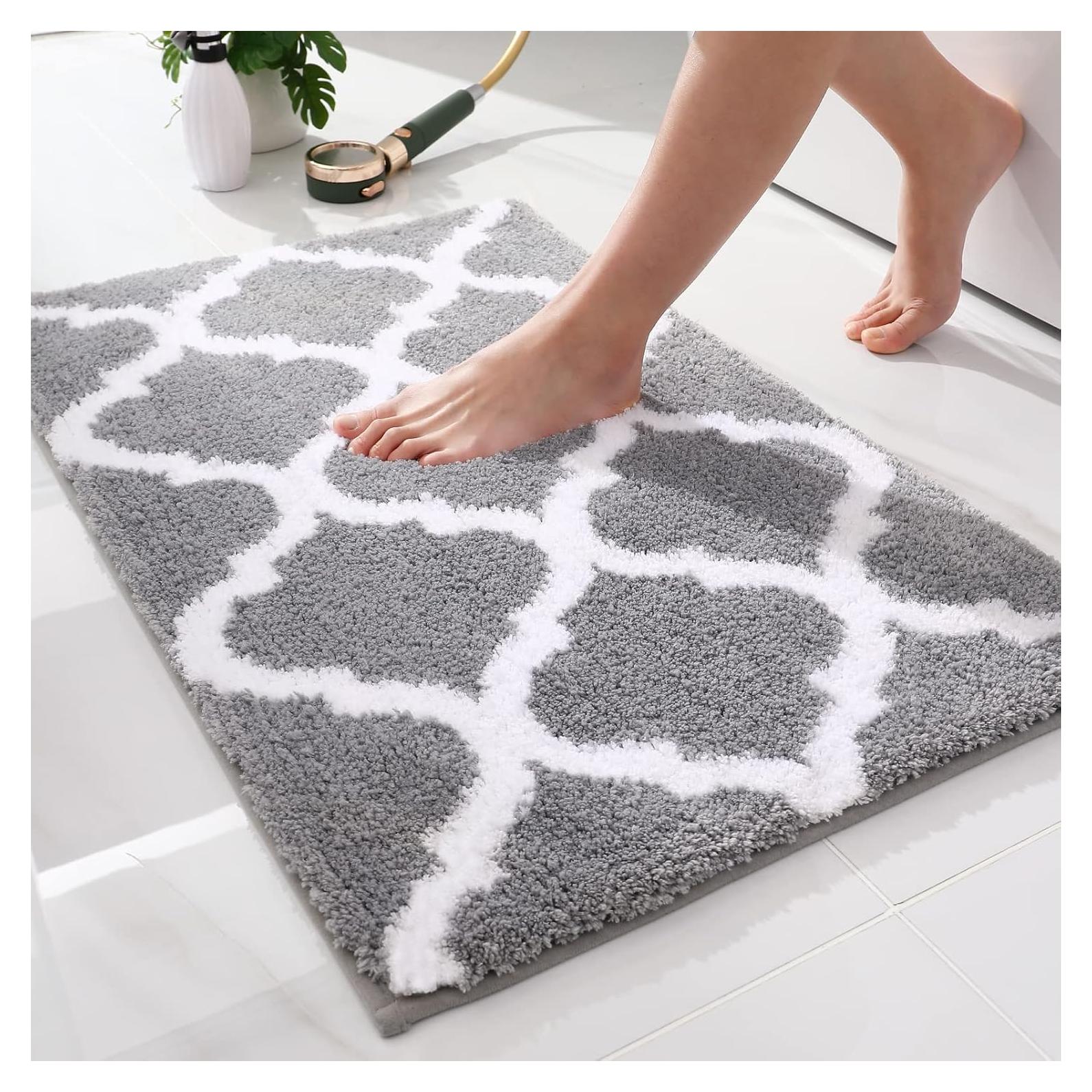 Alfombrilla de Baño OLANLY Microfibra Gris 61x41 cm Antideslizante