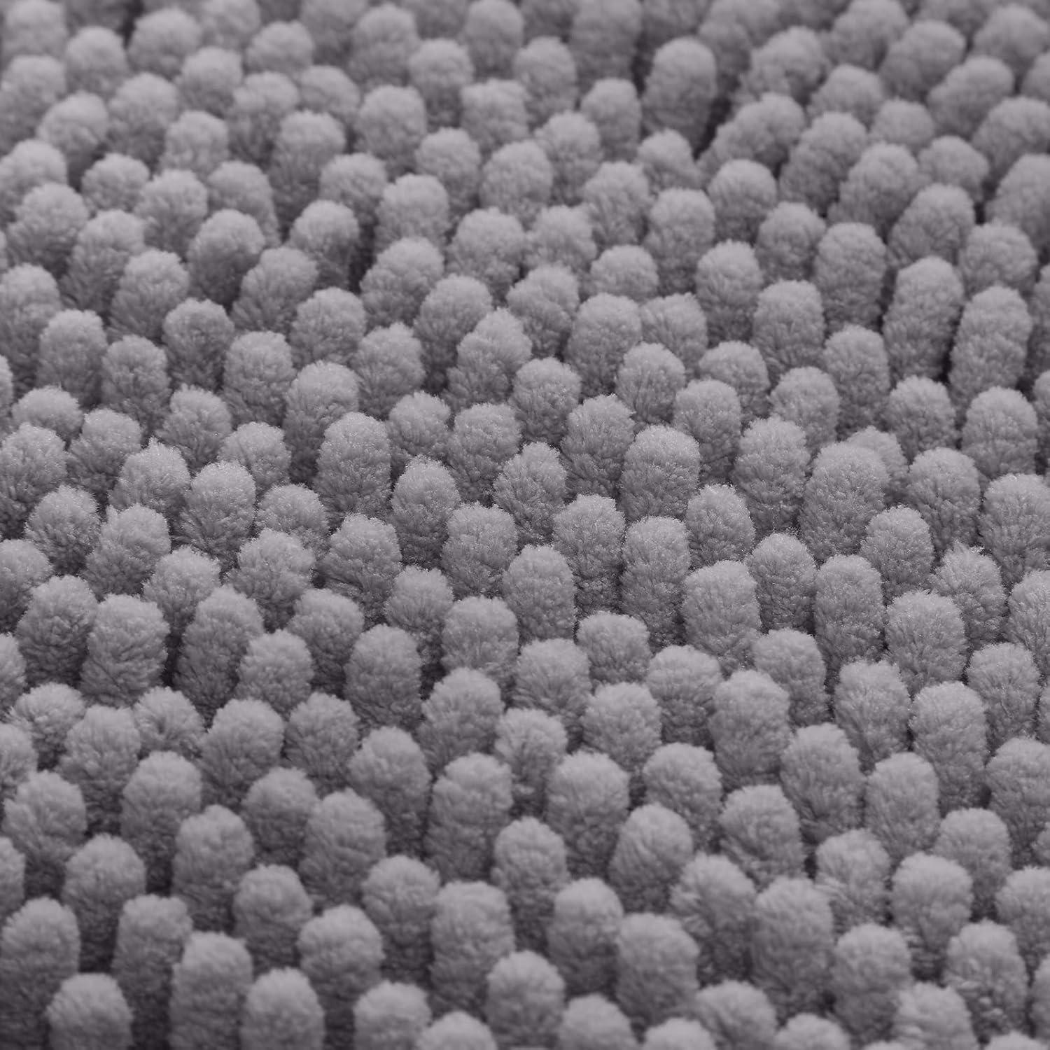 Juego de Alfombrillas de Baño HOMEIDEAS 3 Piezas Chenille Gris