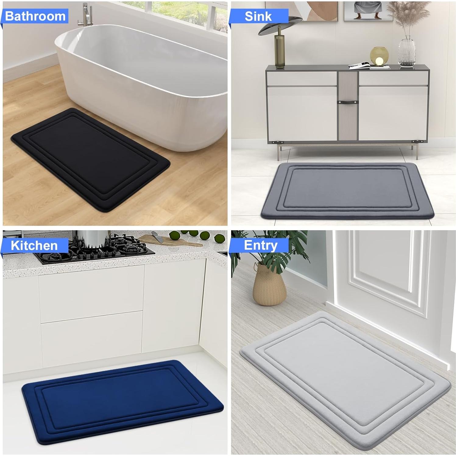 Alfombra de Baño Grandaily 76x51 cm Espuma de Memoria Negra