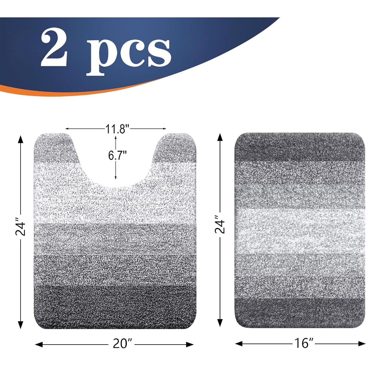 Conjunto de Alfombrillas de Baño OLANLY 2 Piezas Microfibra Gris