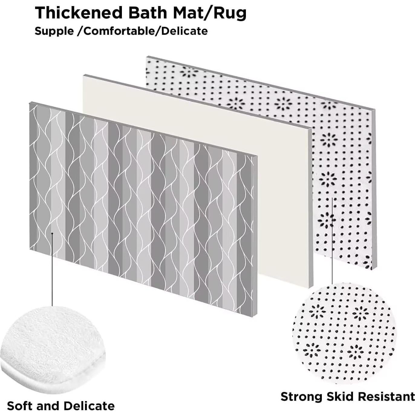 Conjunto de Cortina de Ducha y Alfombrillas DDQQ Gris
