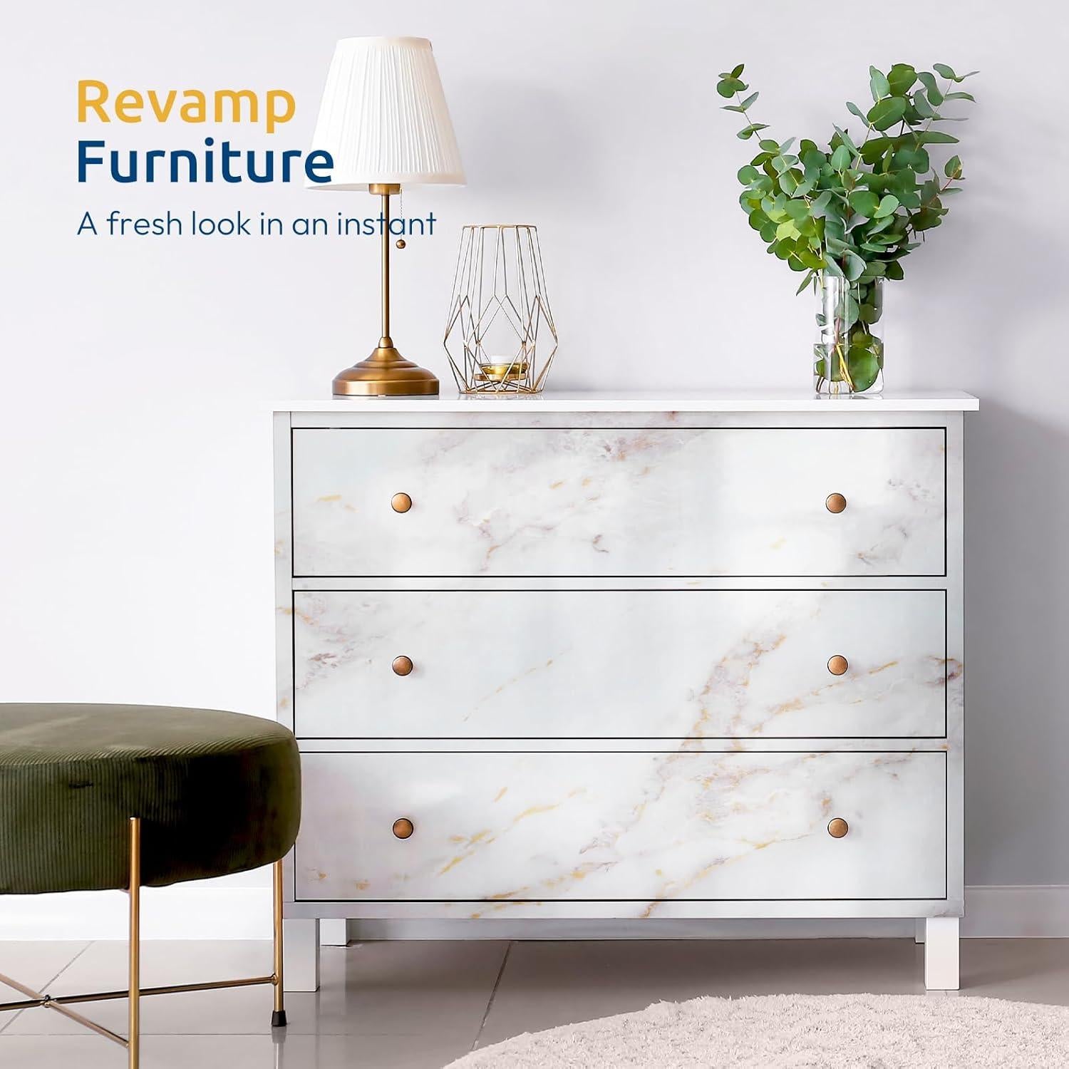 Papel Contacto de Mármol Brillante rabbitgoo 44.5x200 cm Autoadhesivo