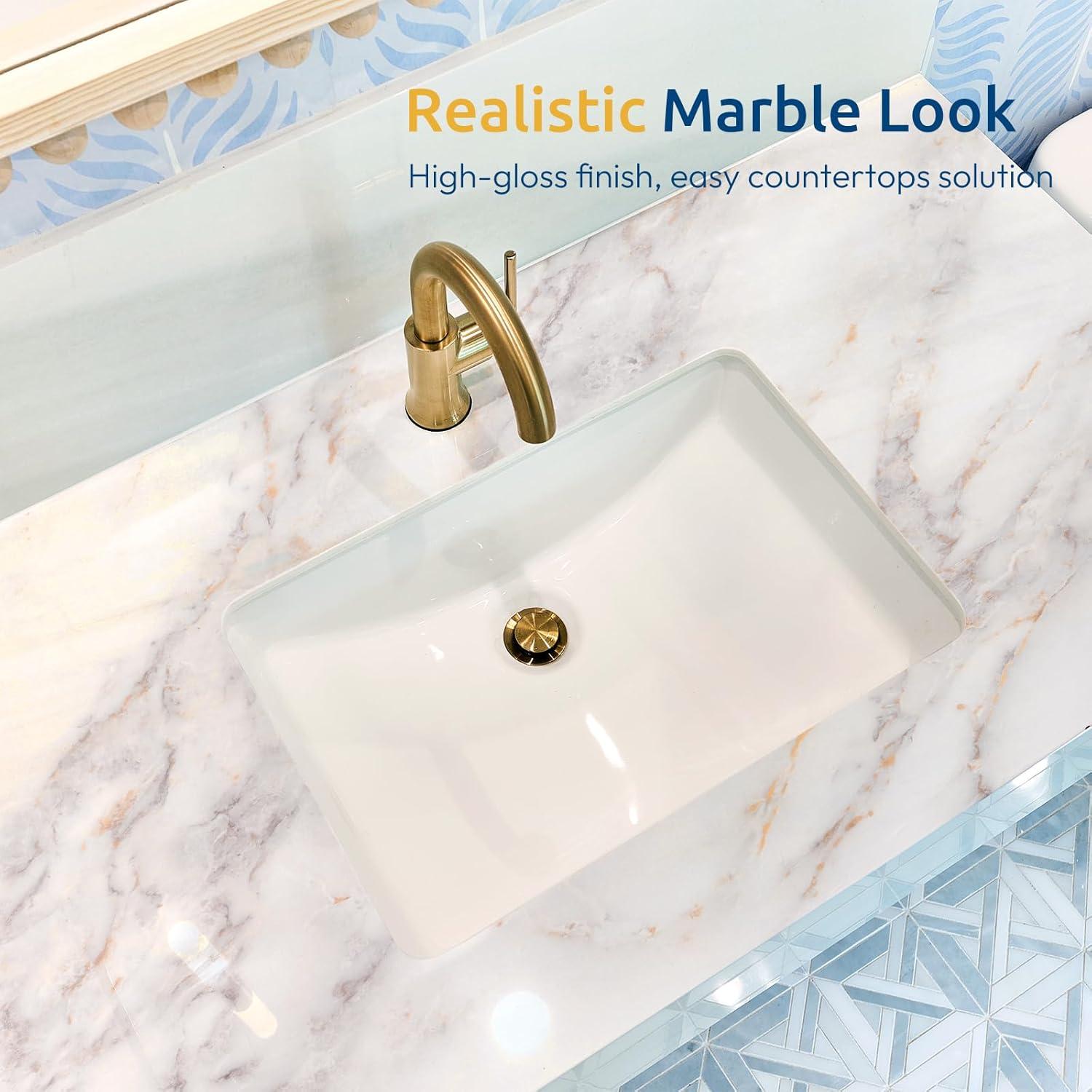 Papel Contacto de Mármol Brillante rabbitgoo 44.5x200 cm Autoadhesivo