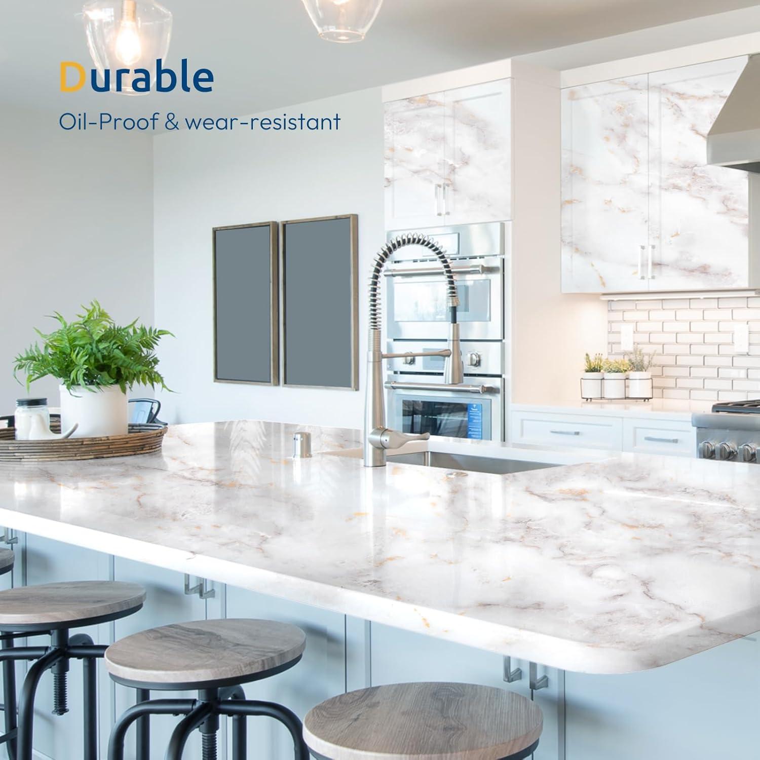 Papel Contacto de Mármol Brillante rabbitgoo 44.5x200 cm Autoadhesivo