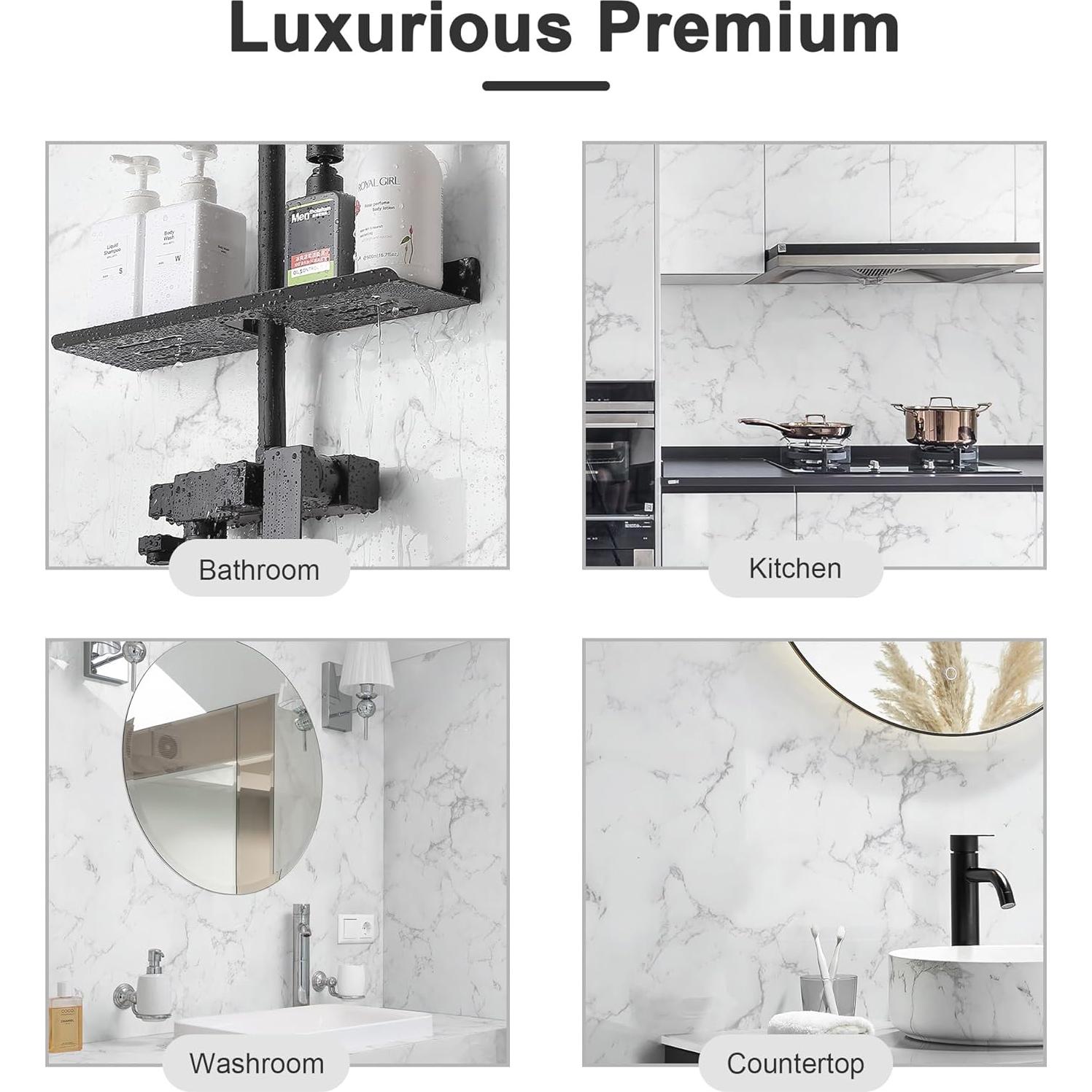 Papel Tapiz Autoadhesivo Dimoon Mármol Blanco 40x200 cm