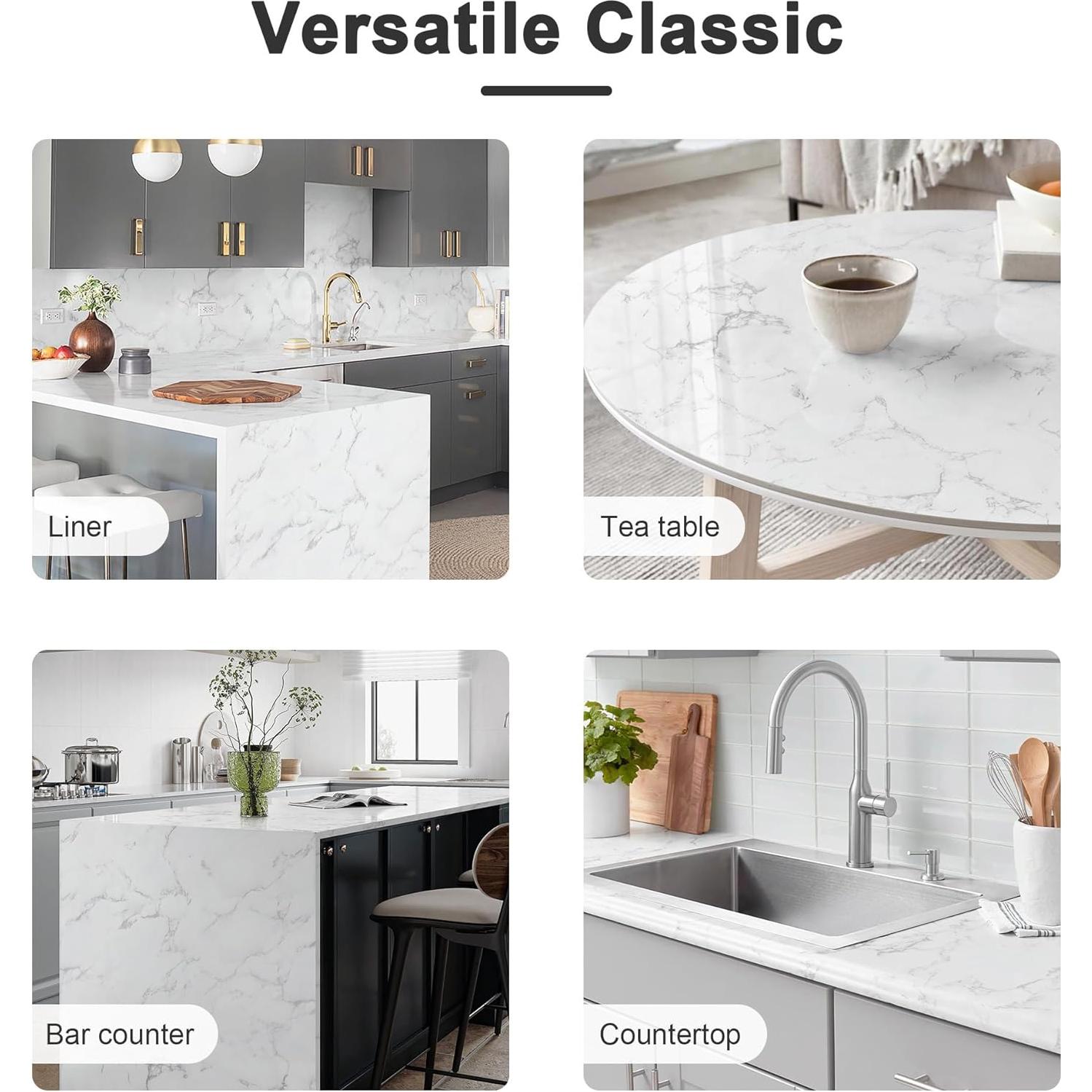 Papel Tapiz Autoadhesivo Dimoon Mármol Blanco 40x200 cm