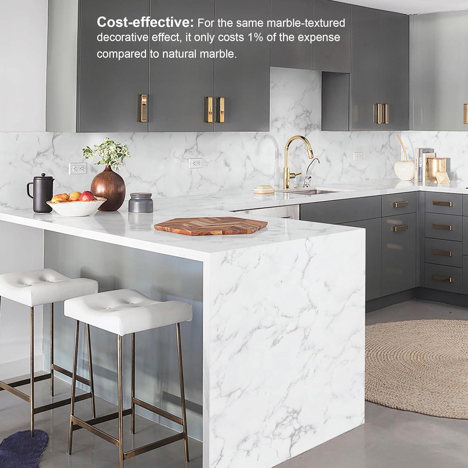 Papel Tapiz Autoadhesivo Dimoon Mármol Blanco 40x200 cm