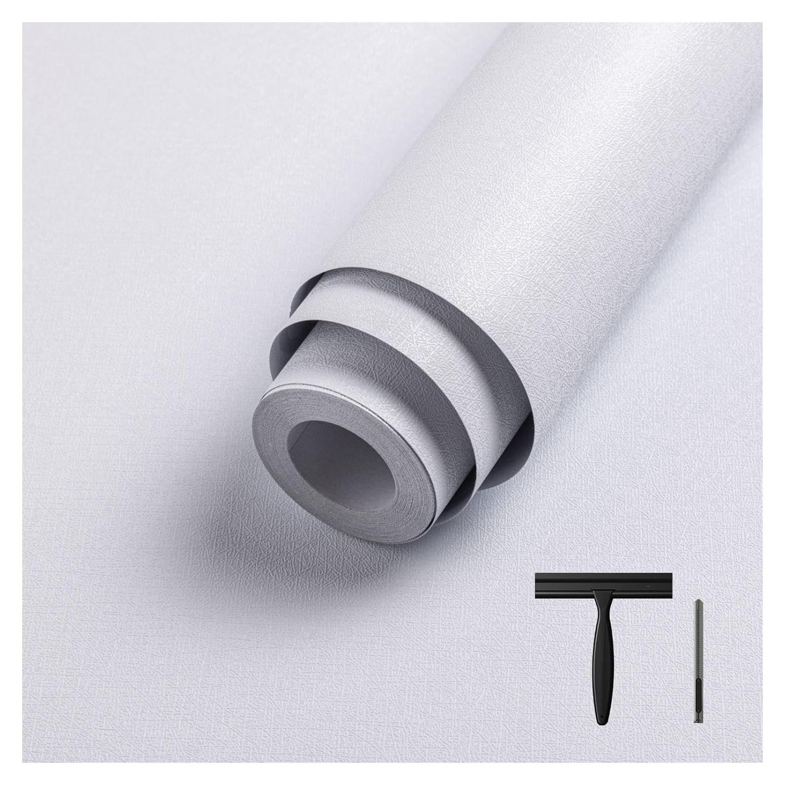 Papel Tapiz Autoadhesivo Blanco Abyssaly 45x300 cm con Herramientas