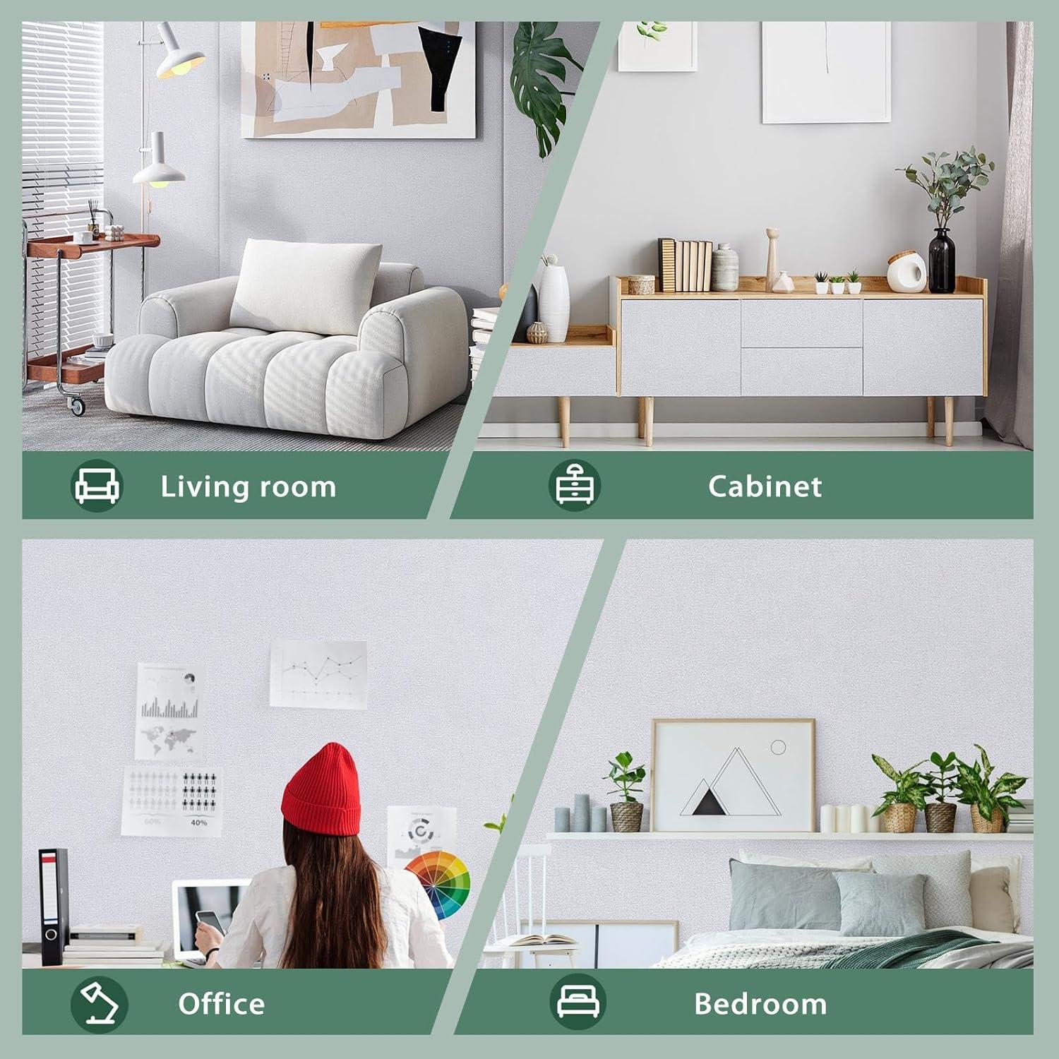 Papel Tapiz Autoadhesivo Blanco Abyssaly 45x300 cm con Herramientas