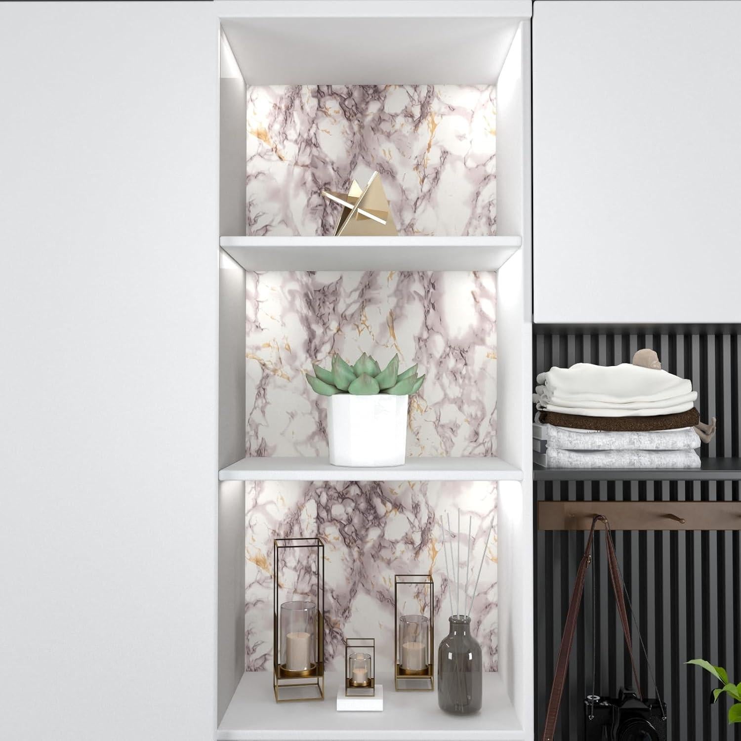 Papel Tapiz Autoadhesivo VIOPVERY Mármol Blanco 39.9x199.4cm