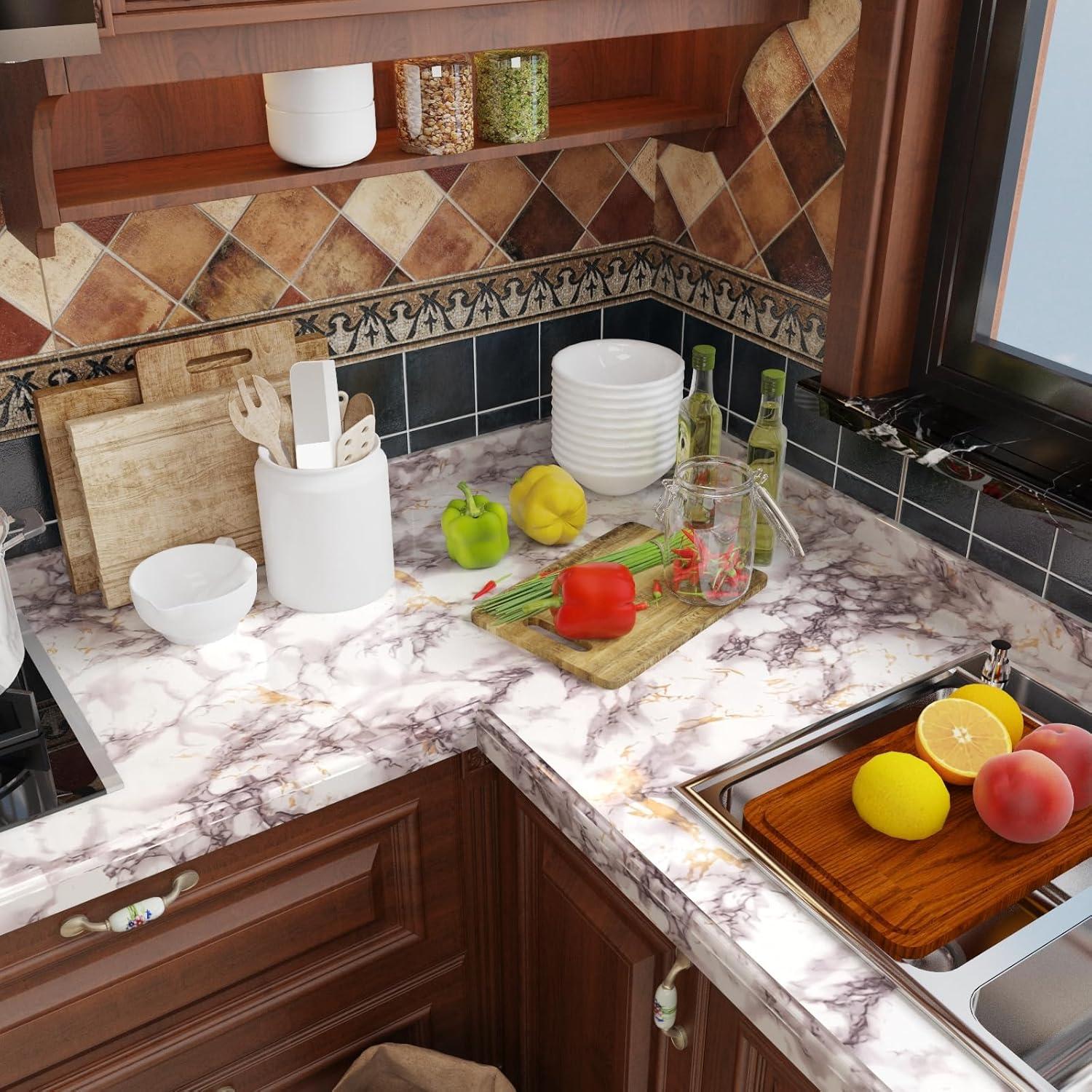 Papel Tapiz Autoadhesivo VIOPVERY Mármol Blanco 39.9x199.4cm