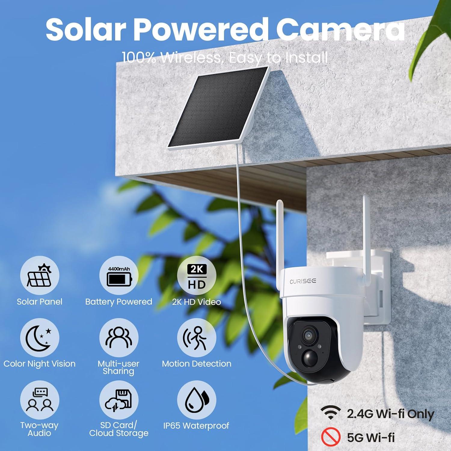 Cámara de Seguridad 2K CURISEE Solar 360° WiFi Audio