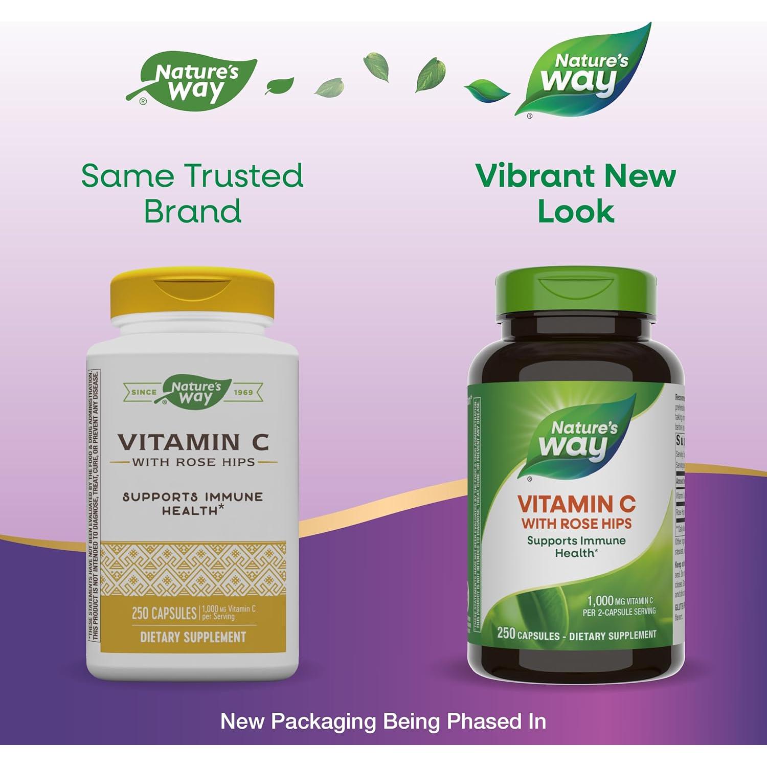 Vitamina C Nature's Way con Escaramujo 250 Cápsulas - Antioxidante