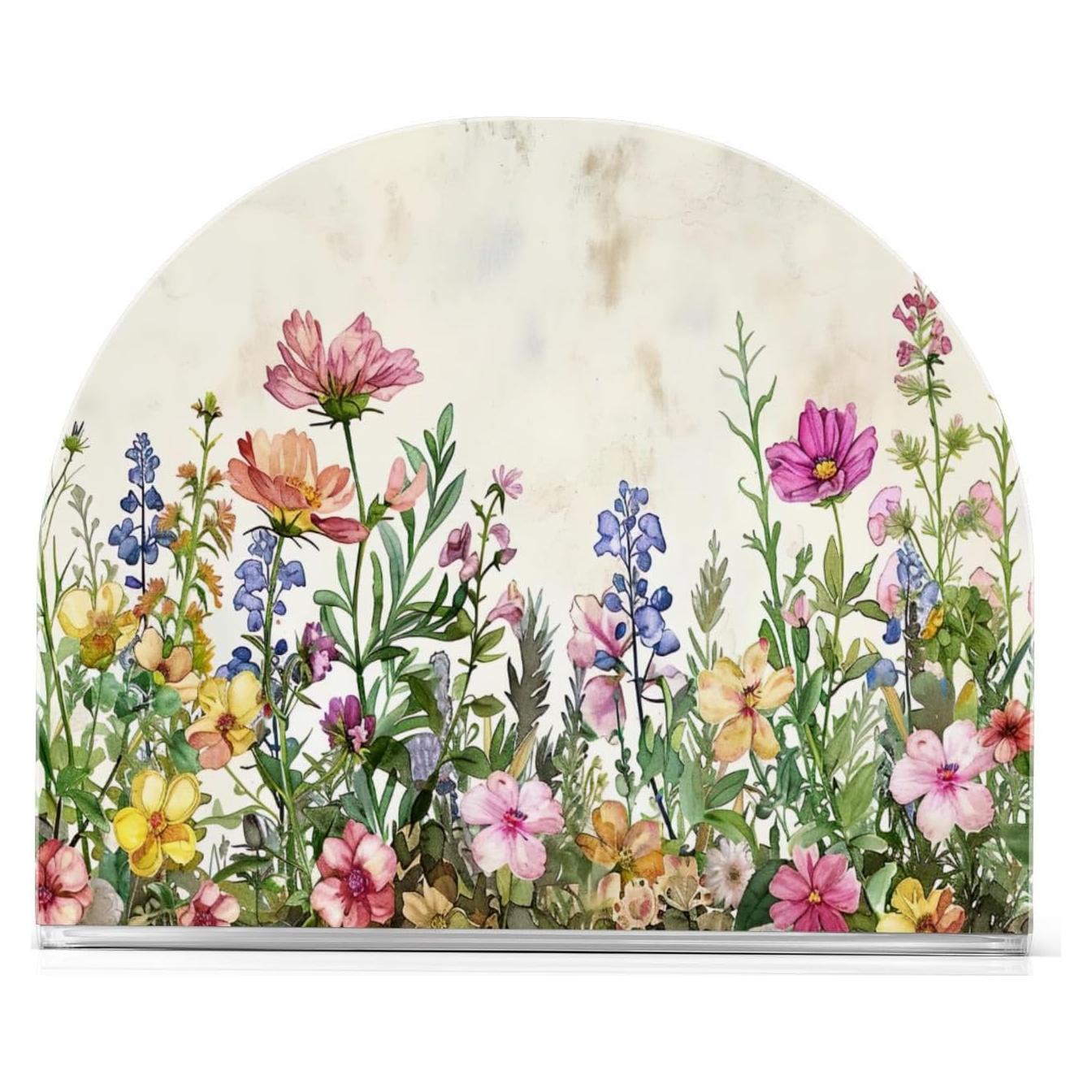 Soporte para Servilletas Acrílico Qilmy Flores de Primavera 10.5x12.5cm