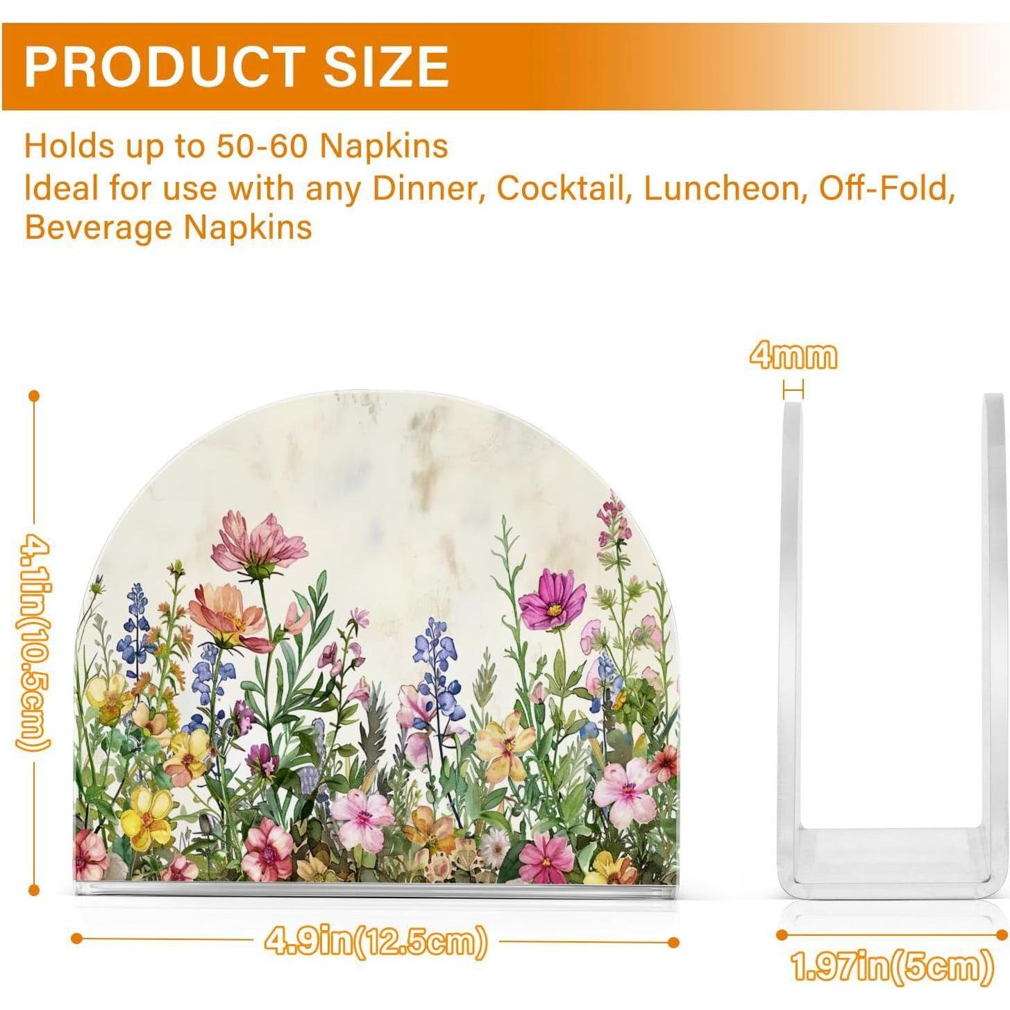 Soporte para Servilletas Acrílico Qilmy Flores de Primavera 10.5x12.5cm