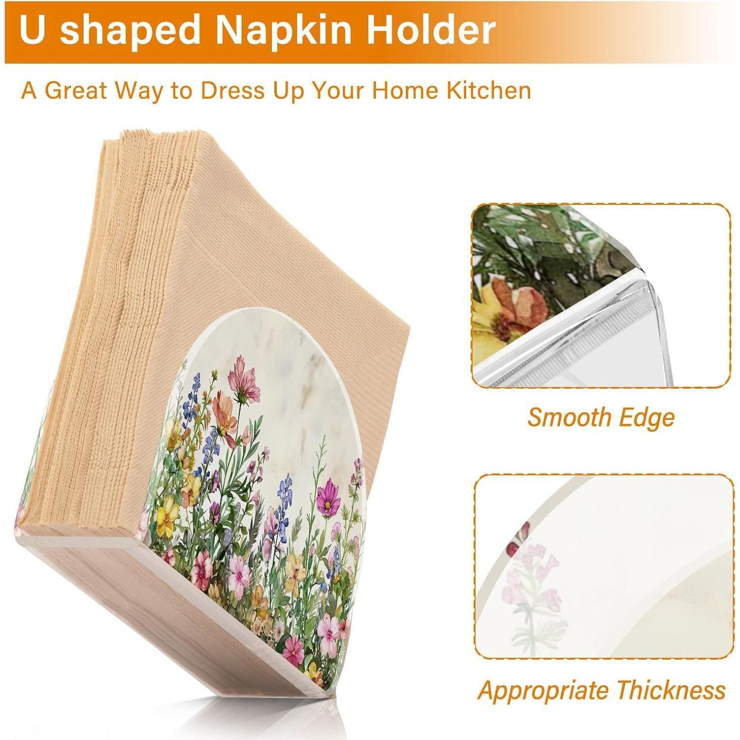 Soporte para Servilletas Acrílico Qilmy Flores de Primavera 10.5x12.5cm