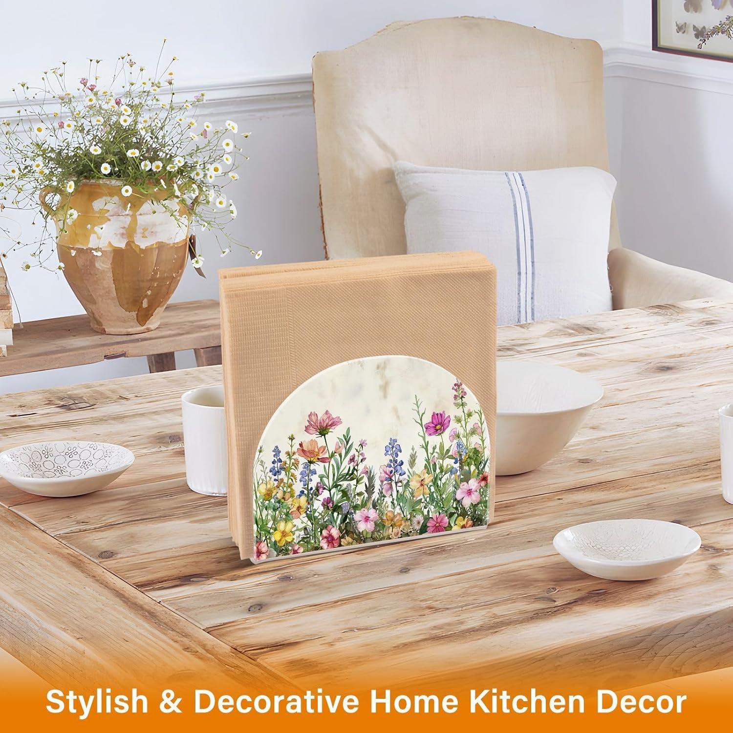 Soporte para Servilletas Acrílico Qilmy Flores de Primavera 10.5x12.5cm