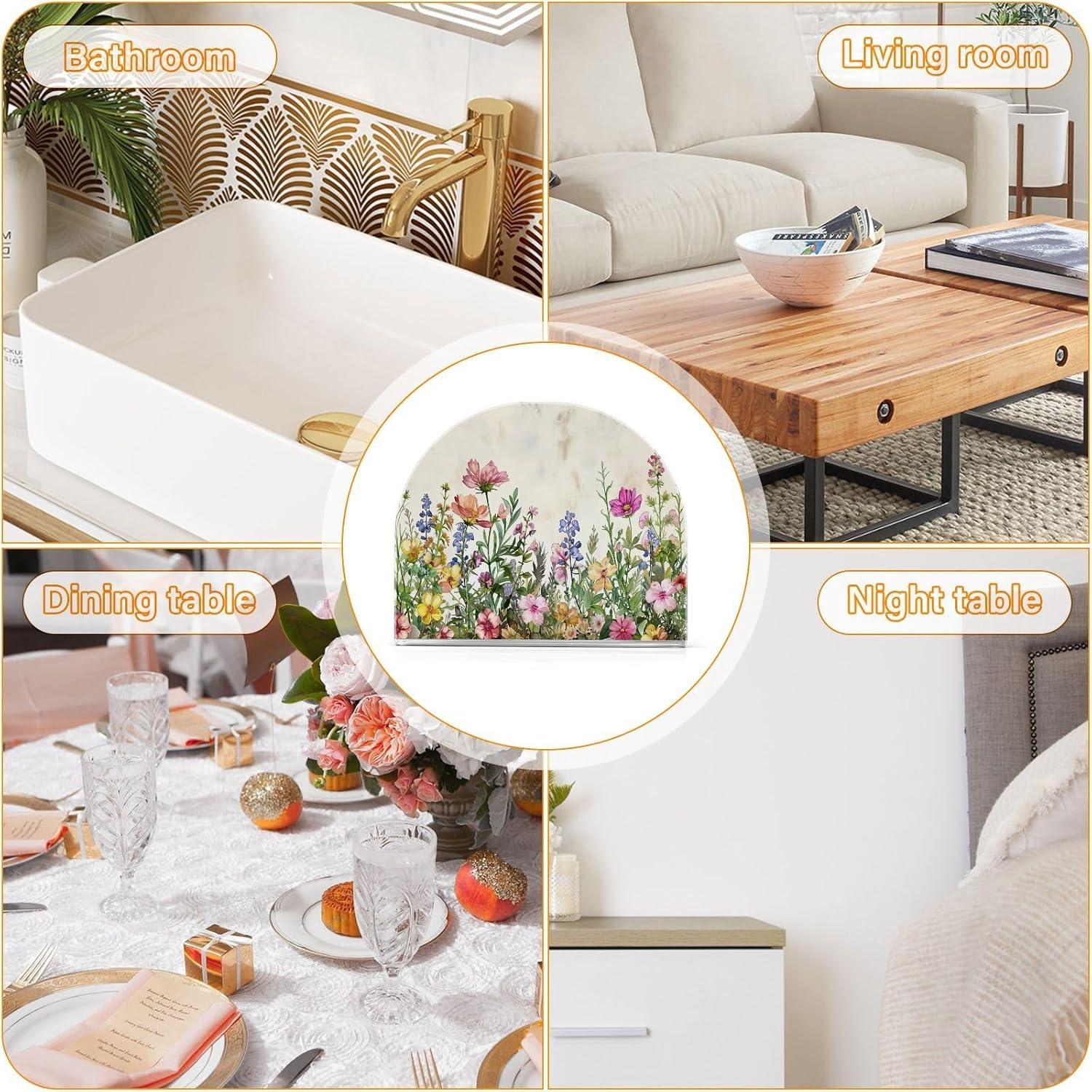 Soporte para Servilletas Acrílico Qilmy Flores de Primavera 10.5x12.5cm