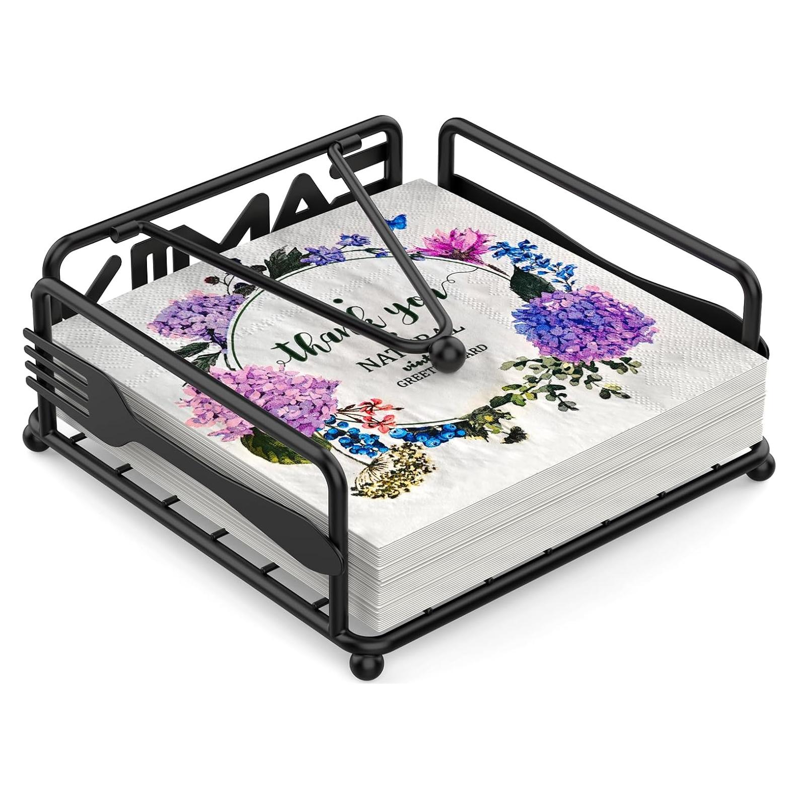 Soporte para Servilletas Epicano Cuadrado Hierro Negro 18x18cm