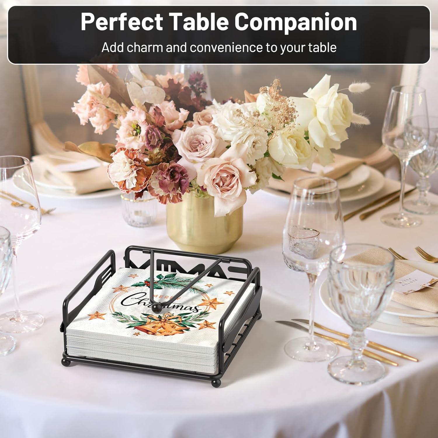 Soporte para Servilletas Epicano Cuadrado Hierro Negro 18x18cm