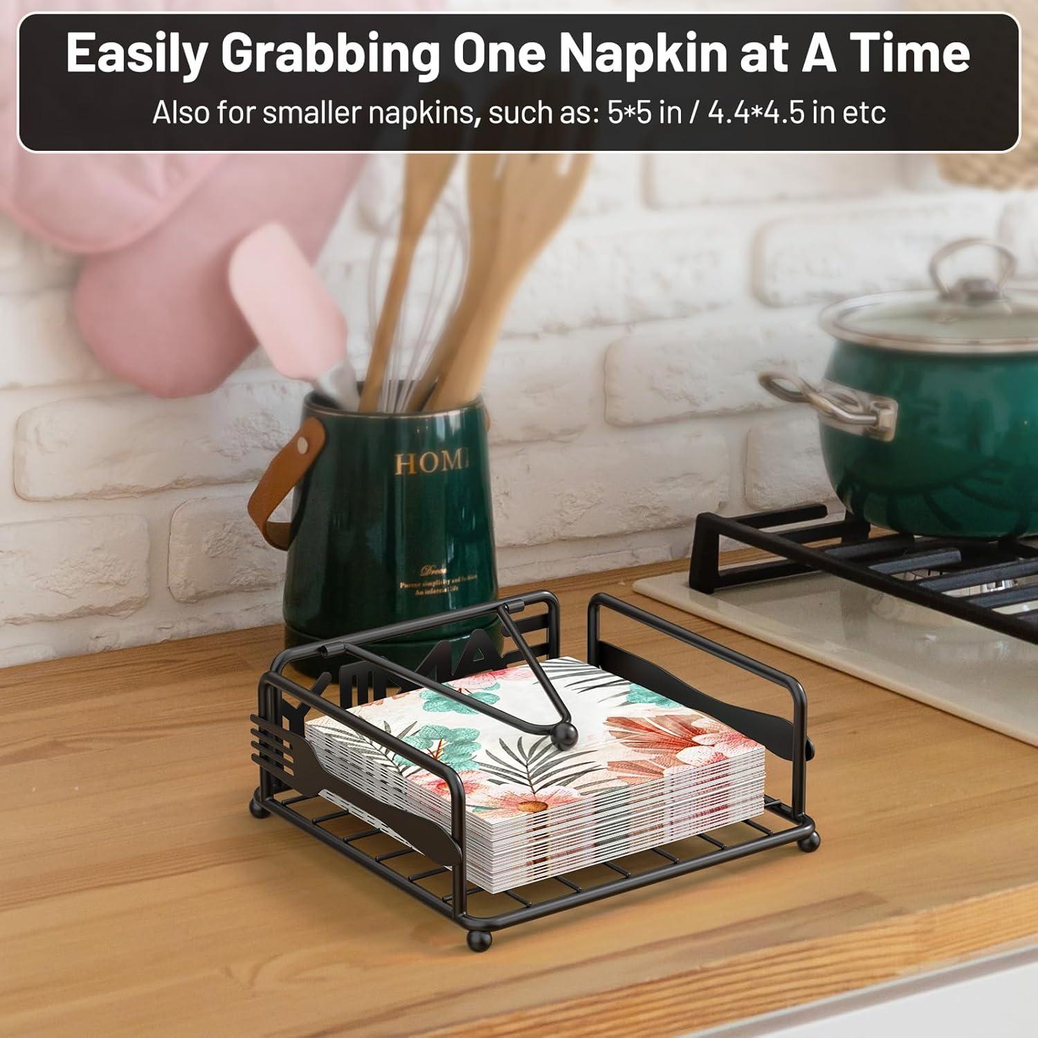 Soporte para Servilletas Epicano Cuadrado Hierro Negro 18x18cm