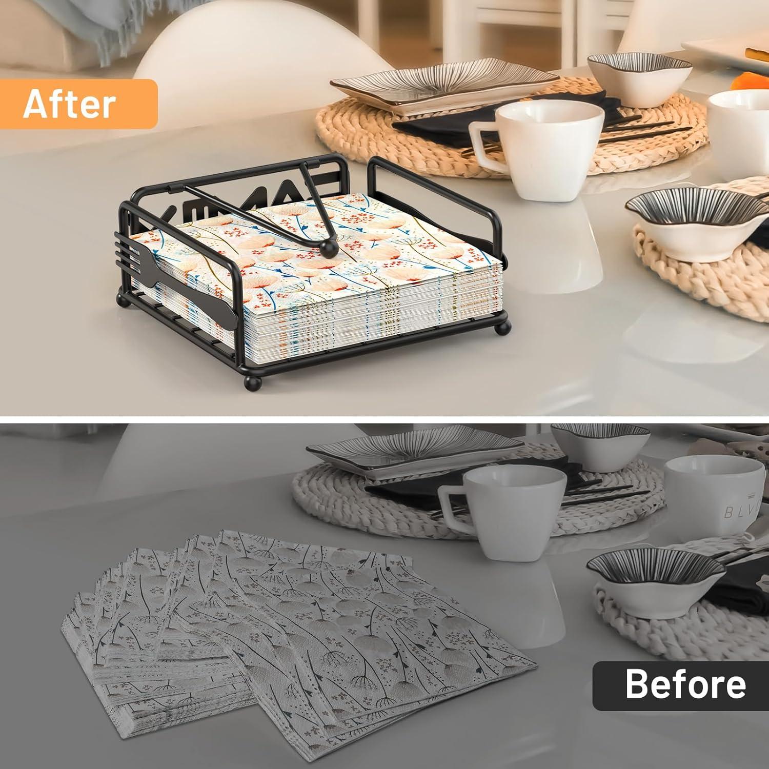 Soporte para Servilletas Epicano Cuadrado Hierro Negro 18x18cm