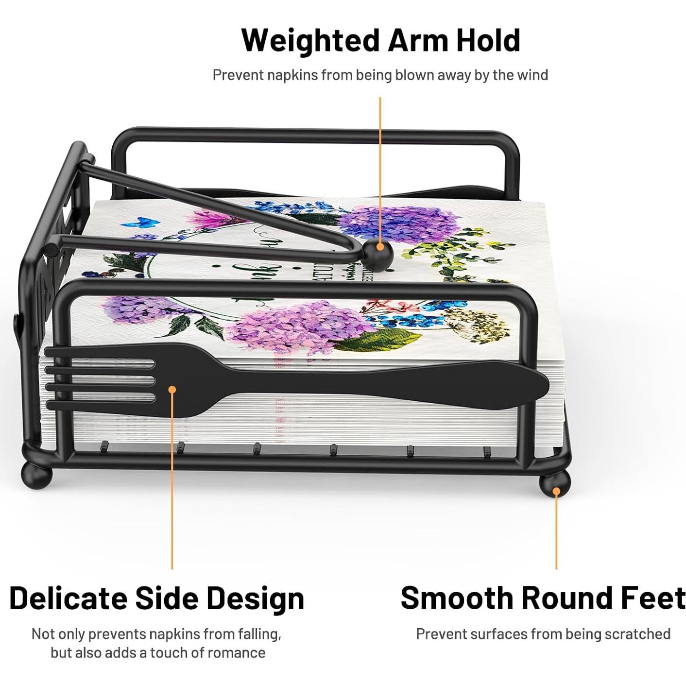 Soporte para Servilletas Epicano Cuadrado Hierro Negro 18x18cm