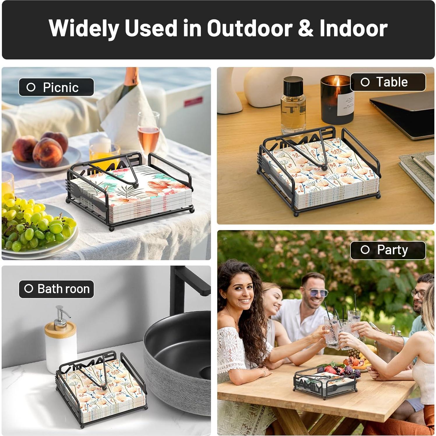 Soporte para Servilletas Epicano Cuadrado Hierro Negro 18x18cm