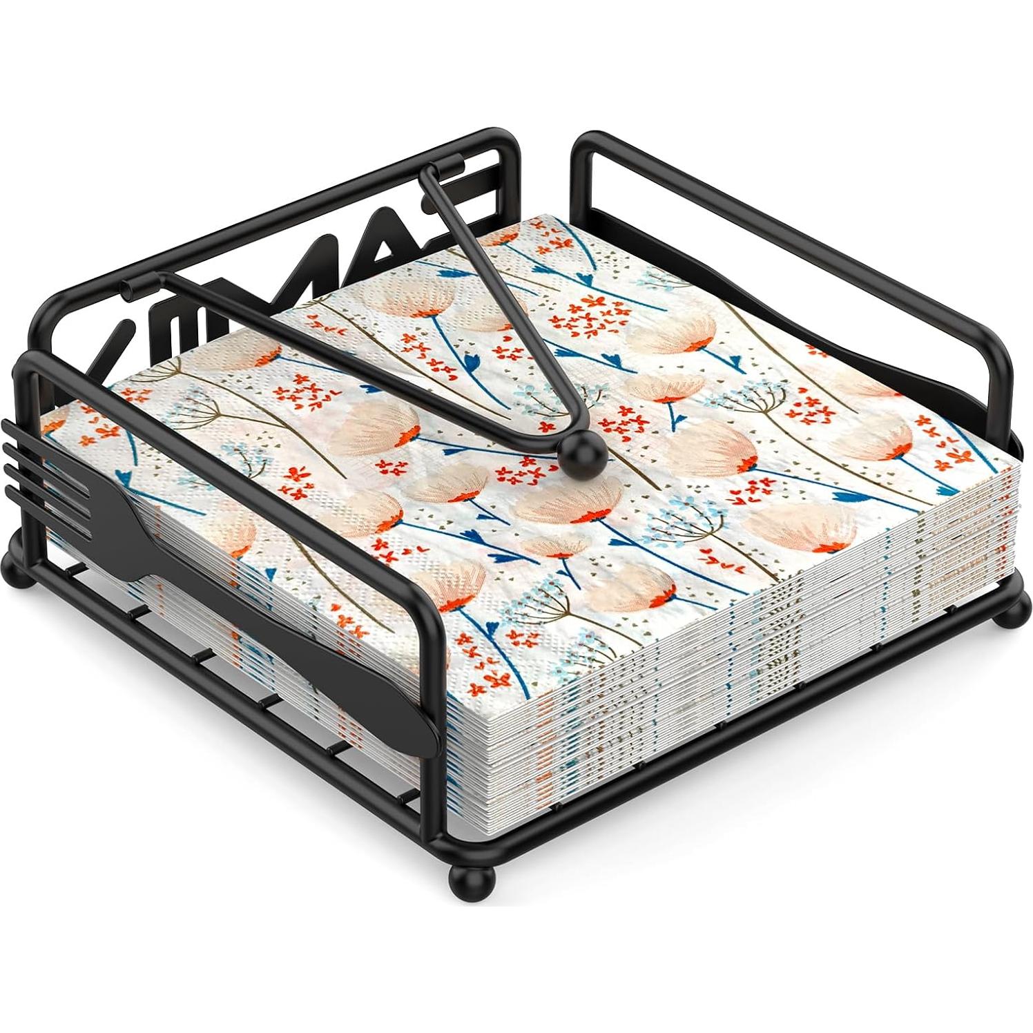 Soporte para Servilletas Epicano Cuadrado Hierro Negro 18x18cm