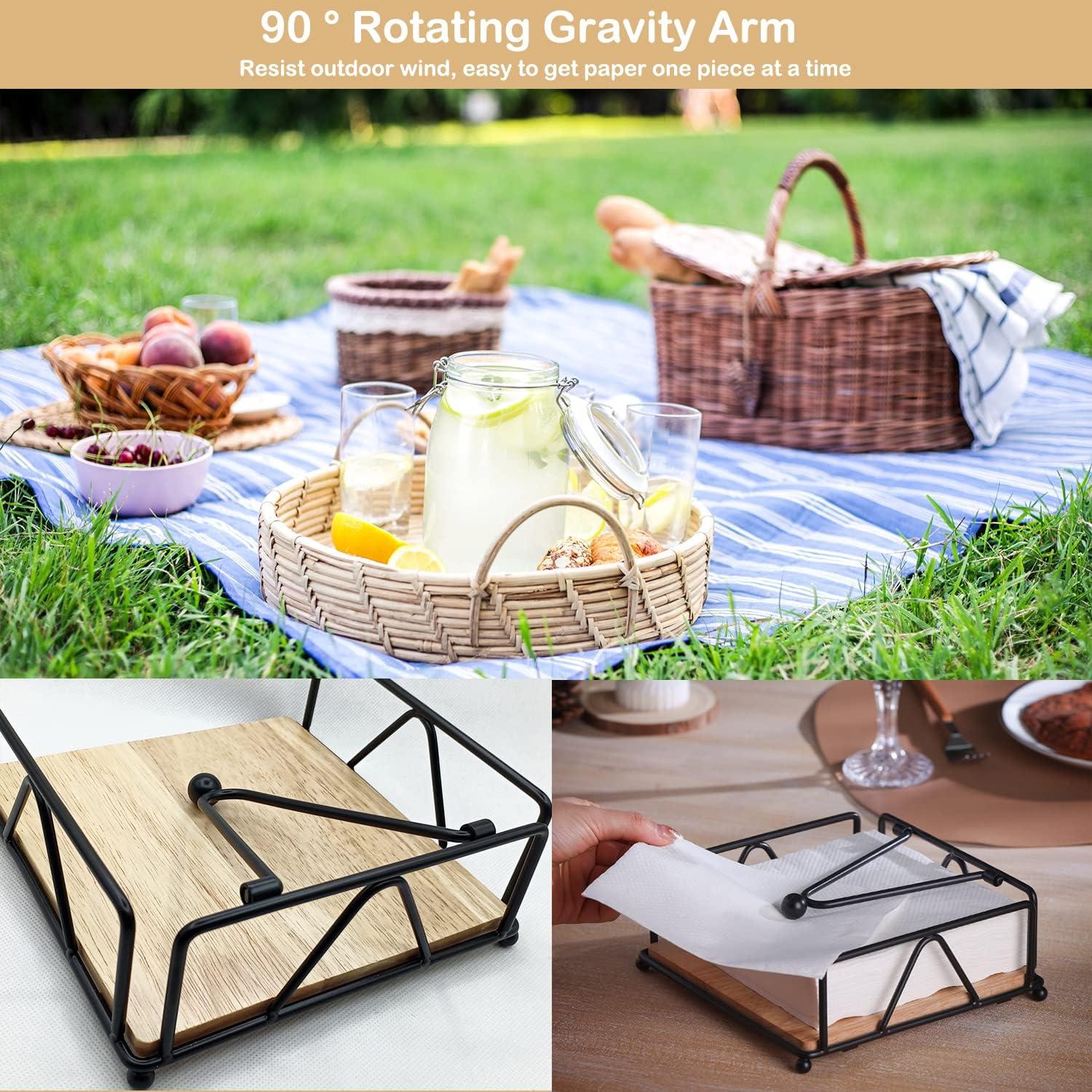 Soporte de Servilletas de Metal Aeibun con Base de Madera 17.78cm