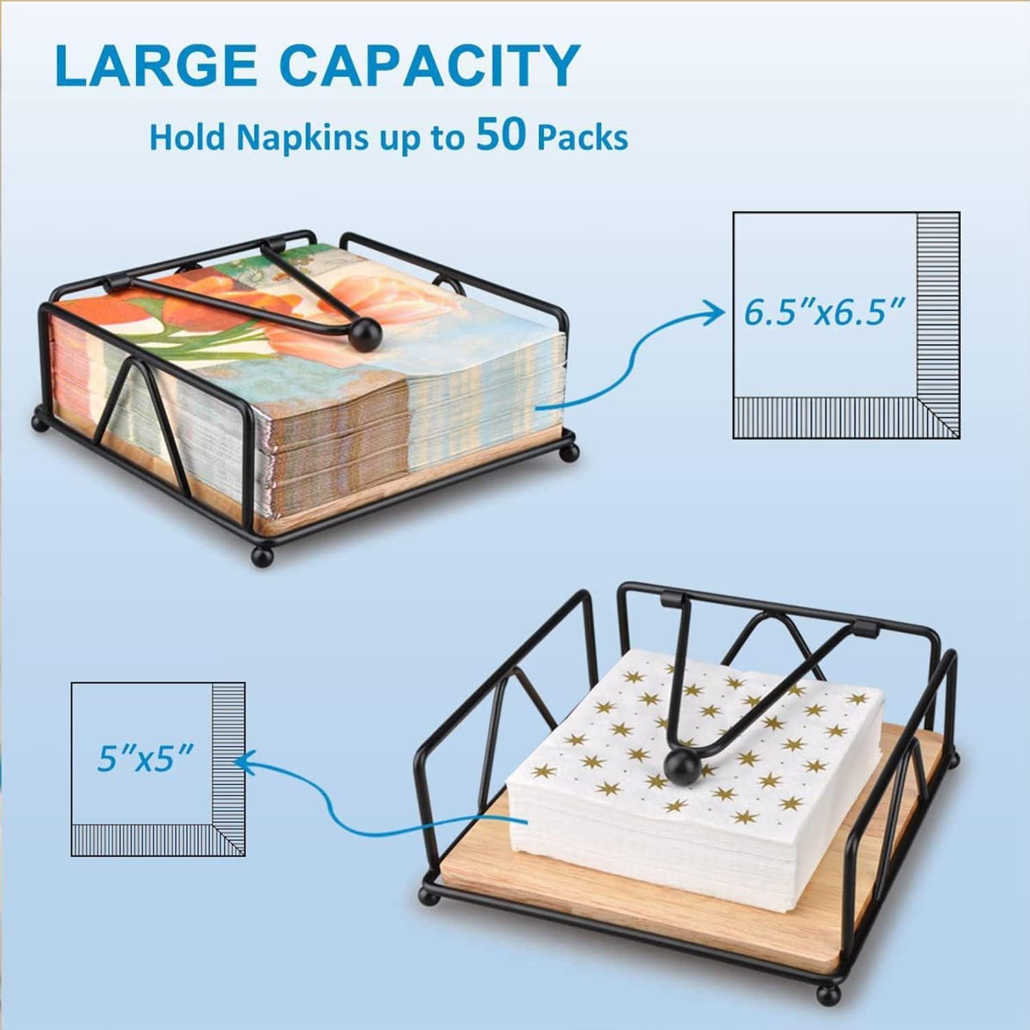 Soporte de Servilletas de Metal Aeibun con Base de Madera 17.78cm