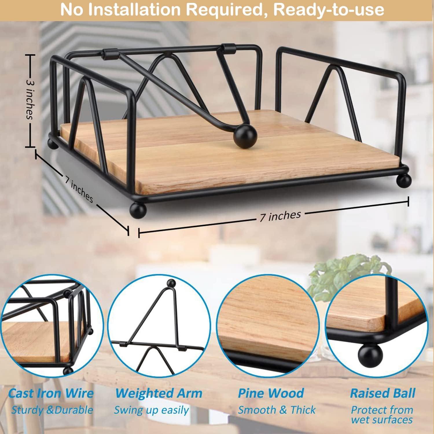 Soporte de Servilletas de Metal Aeibun con Base de Madera 17.78cm