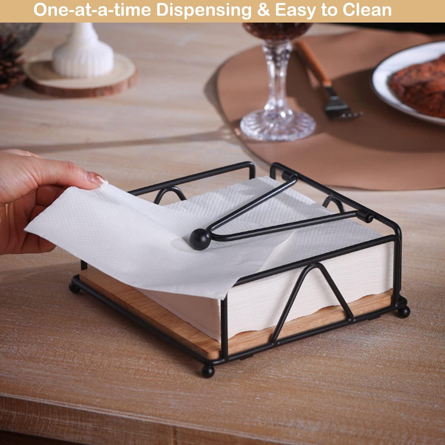 Soporte de Servilletas de Metal Aeibun con Base de Madera 17.78cm