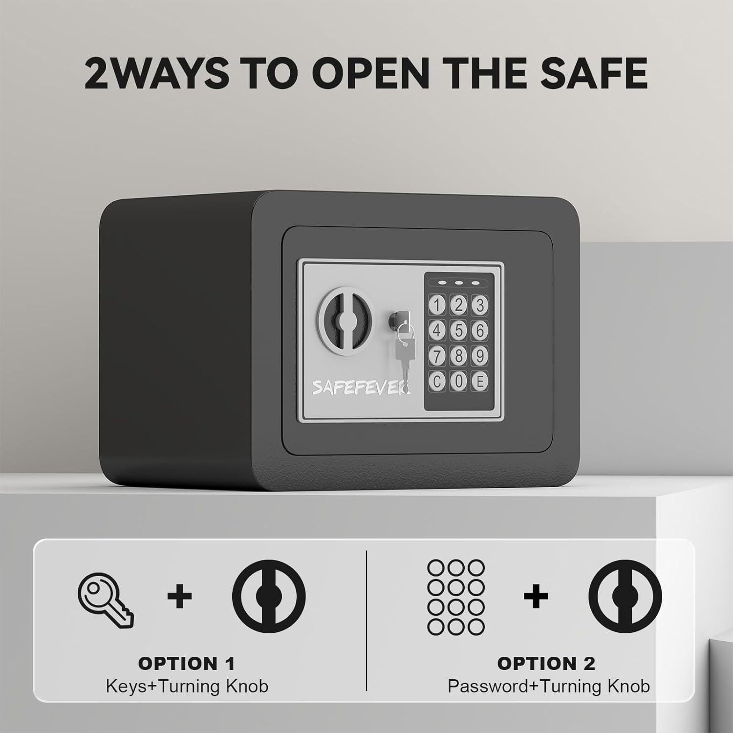 Caja Fuerte Pequeña SAFEFEVER con Teclado Electrónico 6.53L