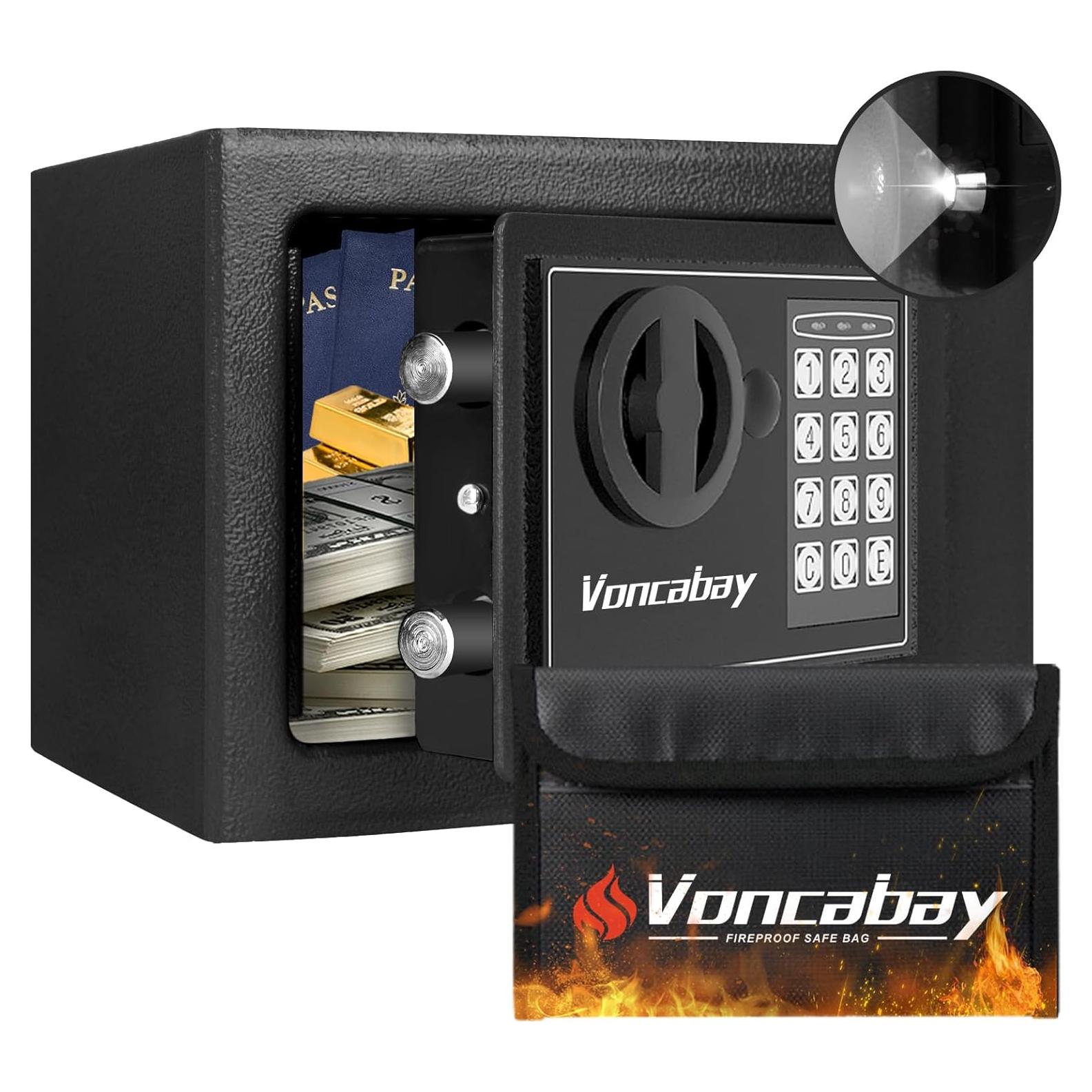 Caja Fuerte Voncabay Negra 0.23 Pies³ con Luz Sensor y Bolsa Fuego