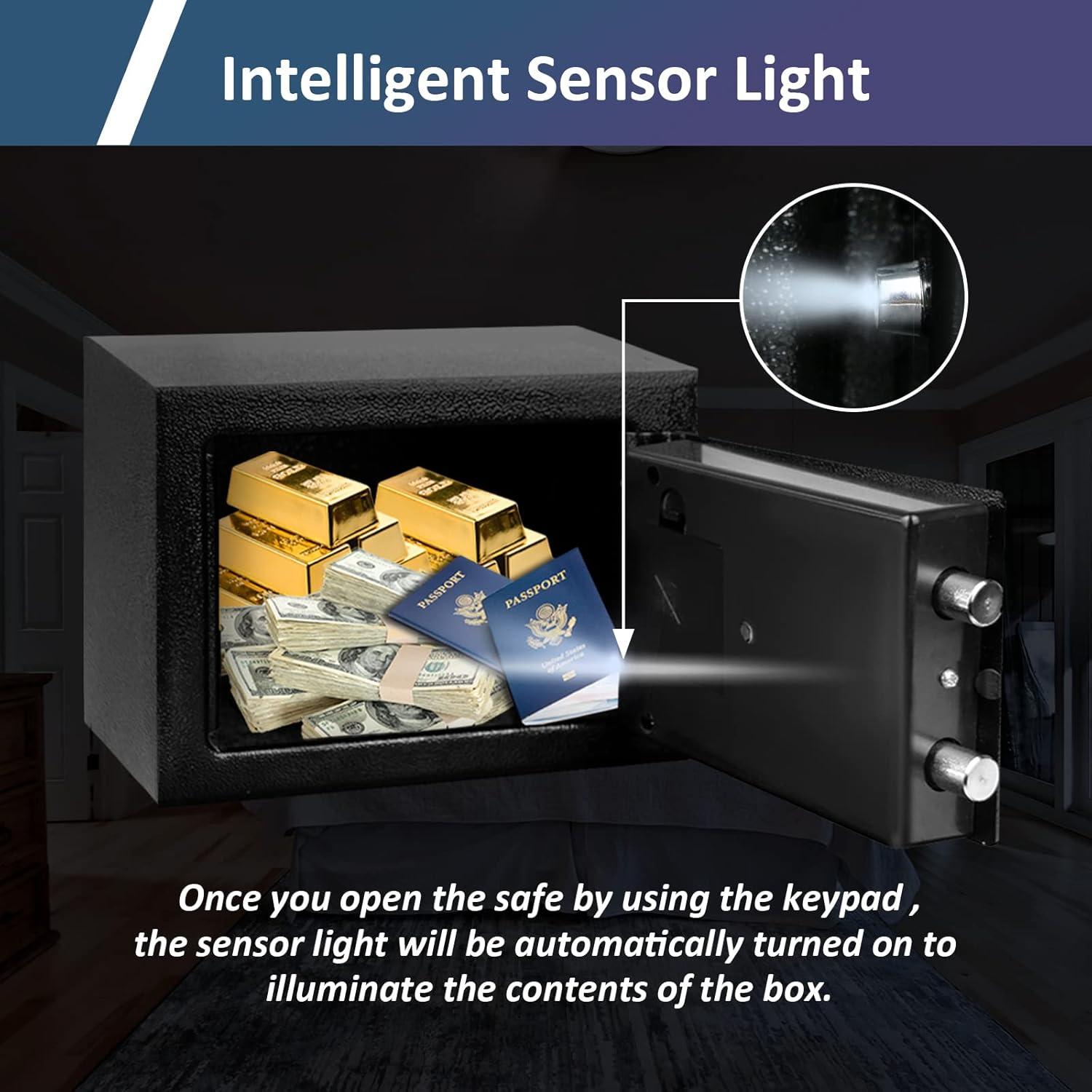 Caja Fuerte Voncabay Negra 0.23 Pies³ con Luz Sensor y Bolsa Fuego