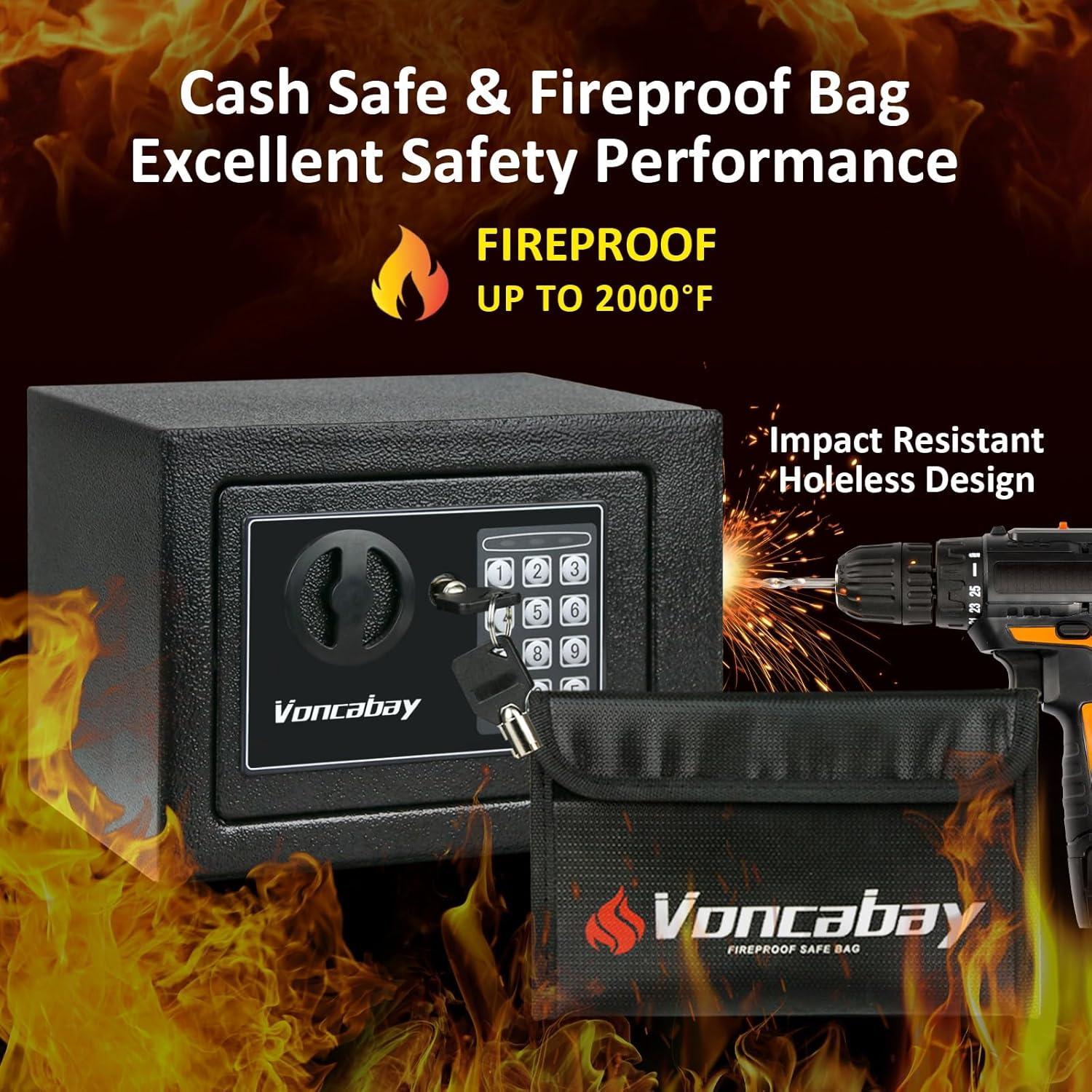 Caja Fuerte Voncabay Negra 0.23 Pies³ con Luz Sensor y Bolsa Fuego