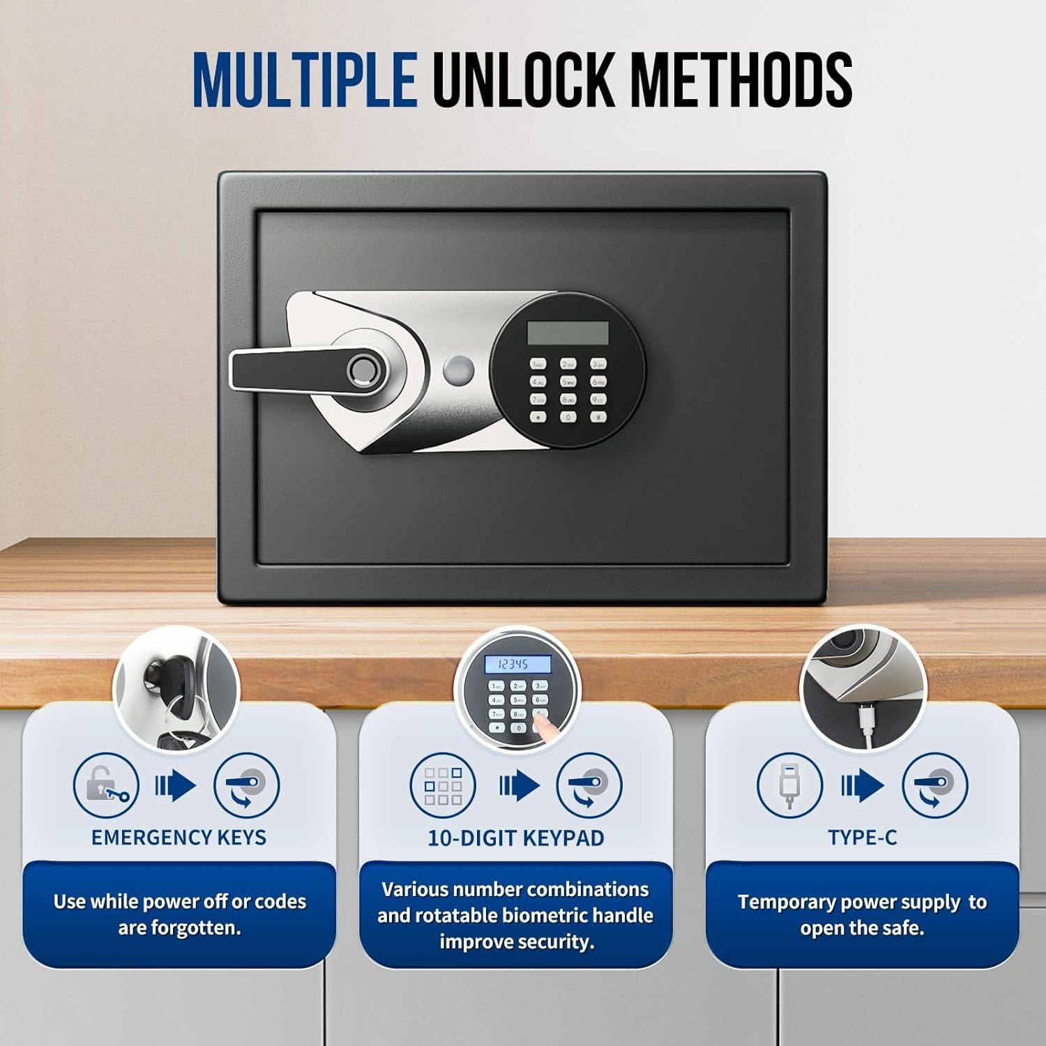 Caja Fuerte Biométrica BlackSmith 1.0 Pies Cúbicos Negra