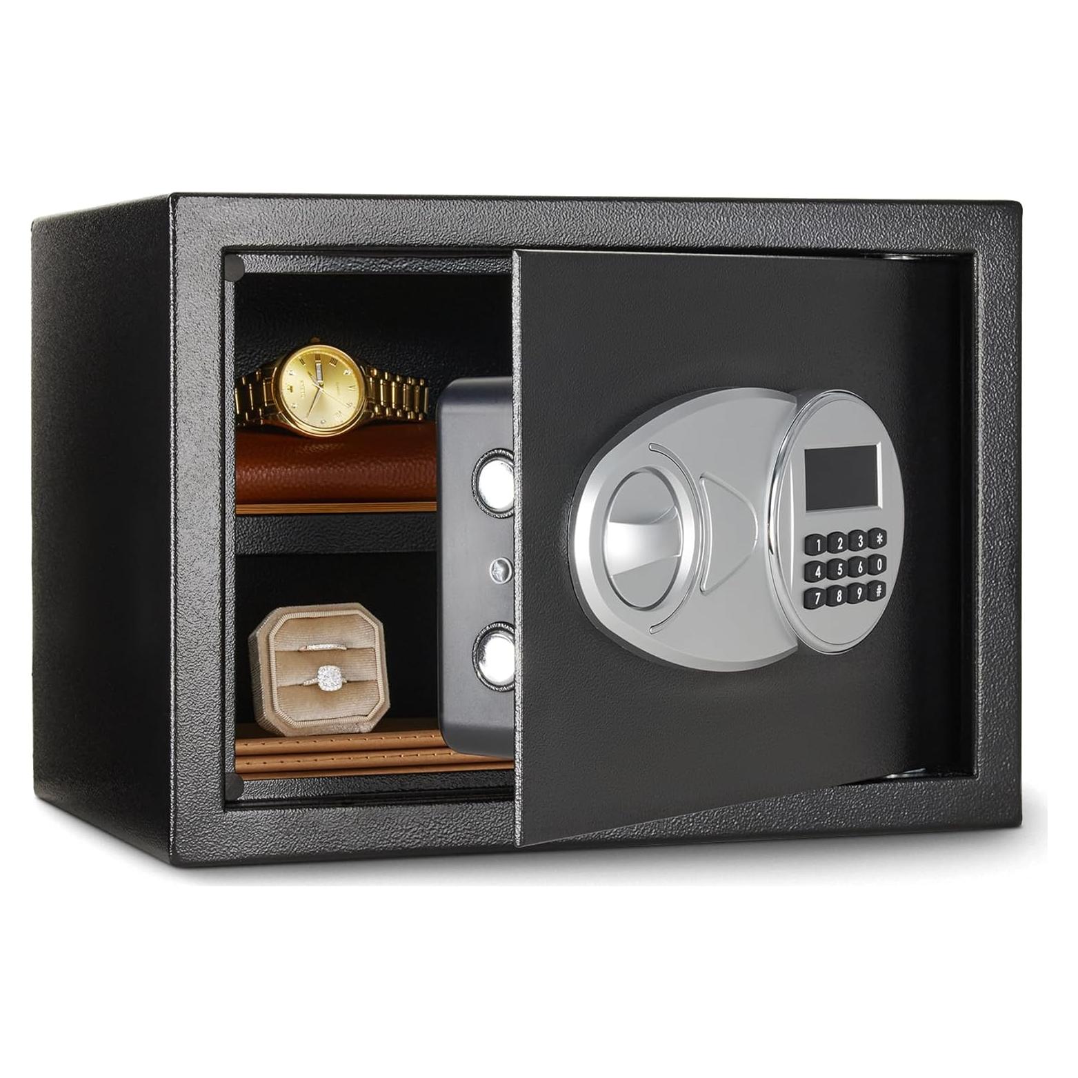 Caja Fuerte Electrónica Amazon Basics 14 Litros Acero Negra