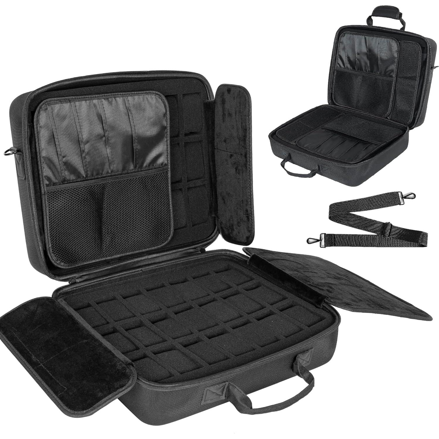 Caja de Relojes LASUK 42 Ranuras Dura y Portátil Negra