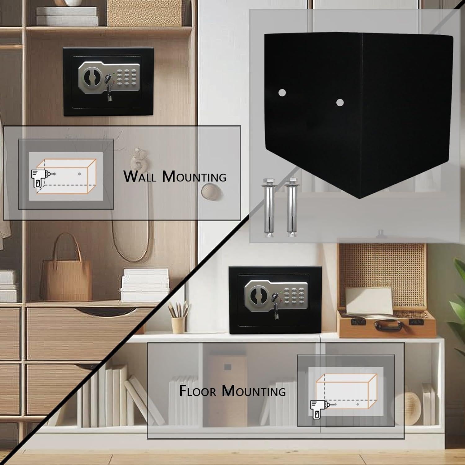 Caja Fuerte Electrónica Yuanshikj 0.2 Pies Cúbicos Acero Negro