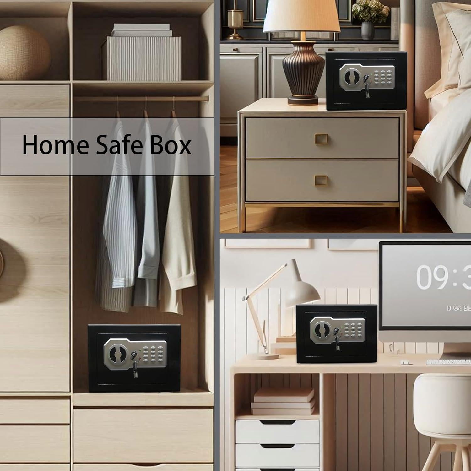 Caja Fuerte Electrónica Yuanshikj 0.2 Pies Cúbicos Acero Negro