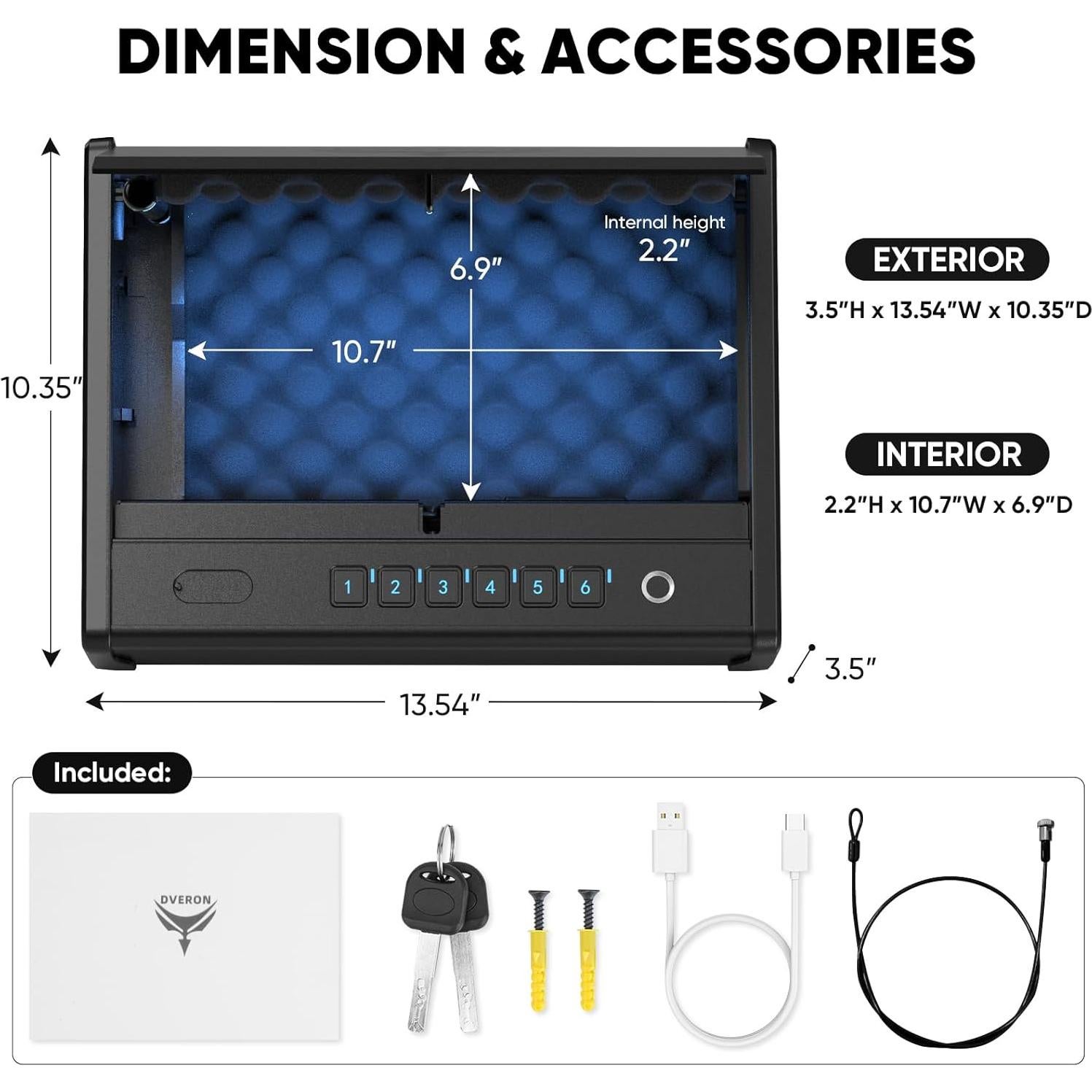 Caja Fuerte Biométrica Dveron SE0101 para 2 Pistolas Negra
