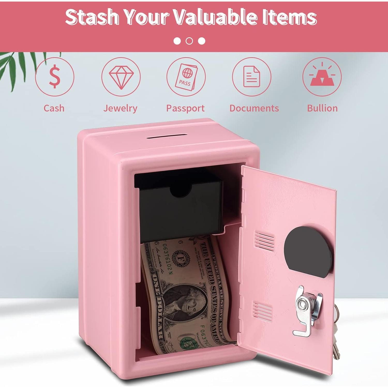 Caja Fuerte Mini Younion Rosa 11.7x10.7x17.5cm con Llave