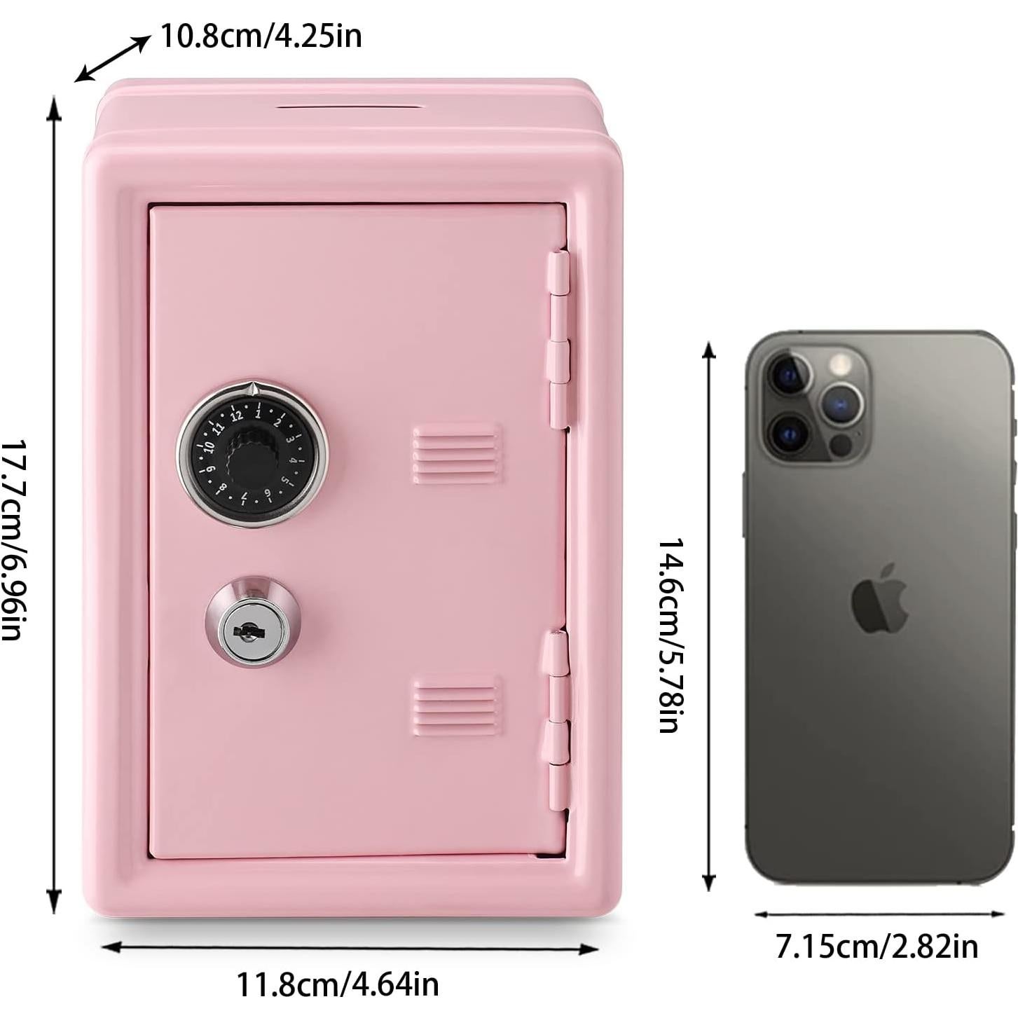 Caja Fuerte Mini Younion Rosa 11.7x10.7x17.5cm con Llave