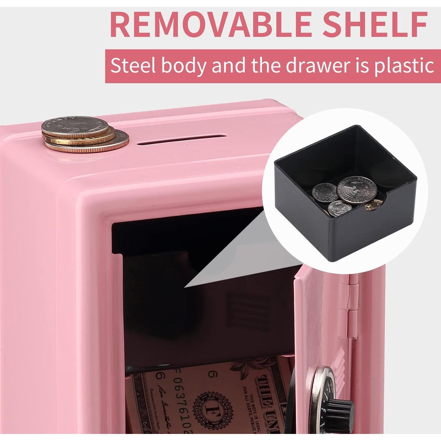 Caja Fuerte Mini Younion Rosa 11.7x10.7x17.5cm con Llave